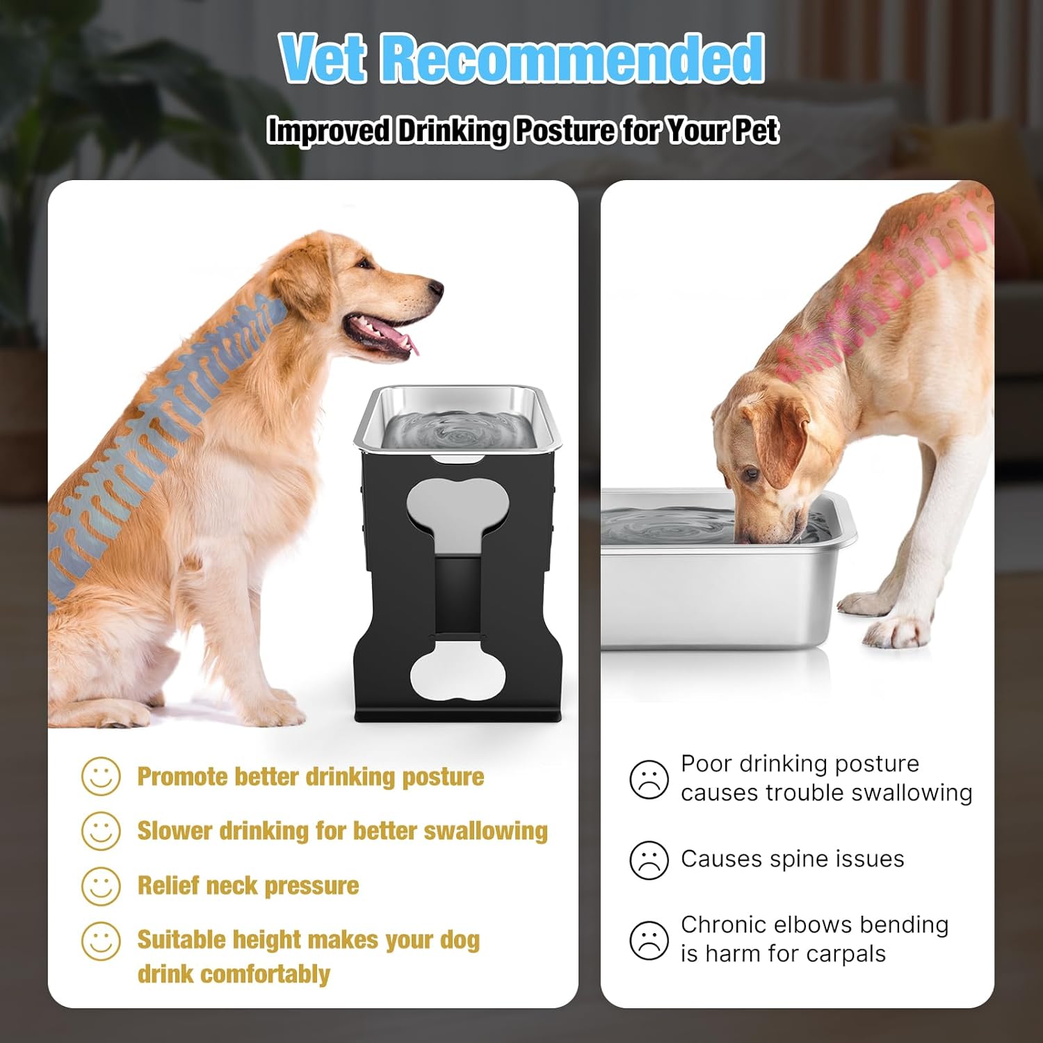 2.4 Gallon Elevated Large Dog Water Bowl,14" Raised Stainless Steel Bowl with Stand for Large Breed, Full Metal Dog Feeding Station for Relief Joint Pressure, Easy Clean for Indoor & Outdoor Uses - Image 2