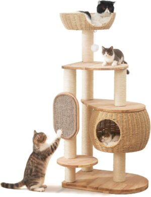 Modern Cat Tree，Cat Tower with Sc...
