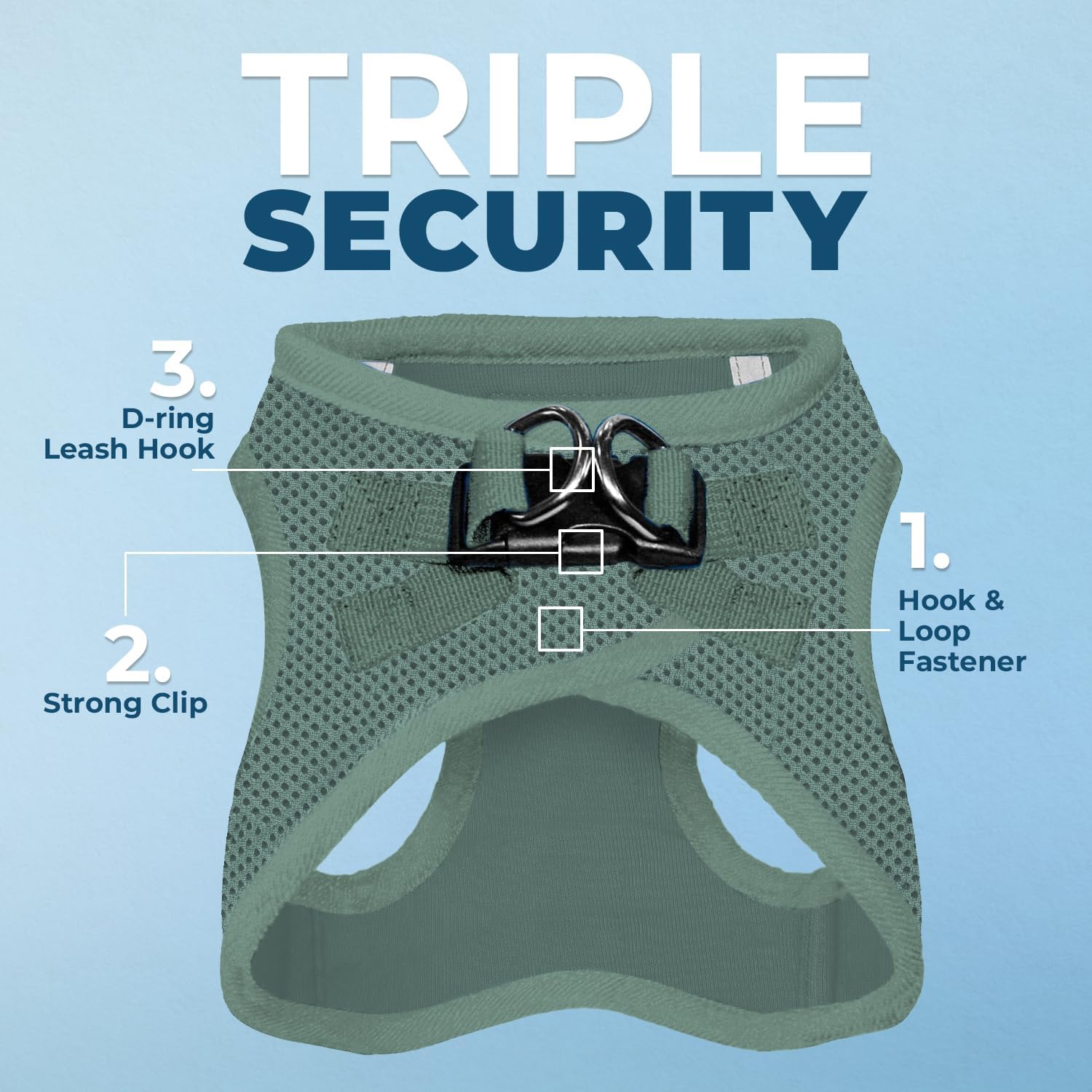 Best Pet Supplies Voyager Step-in Air Harness - All Weather Mesh, Reflective, No Pull Harness for Dogs, Cats - Secure with Hook & Loop Fastener, Buckle, Double D-Rings - Moss Green, S - Image 5