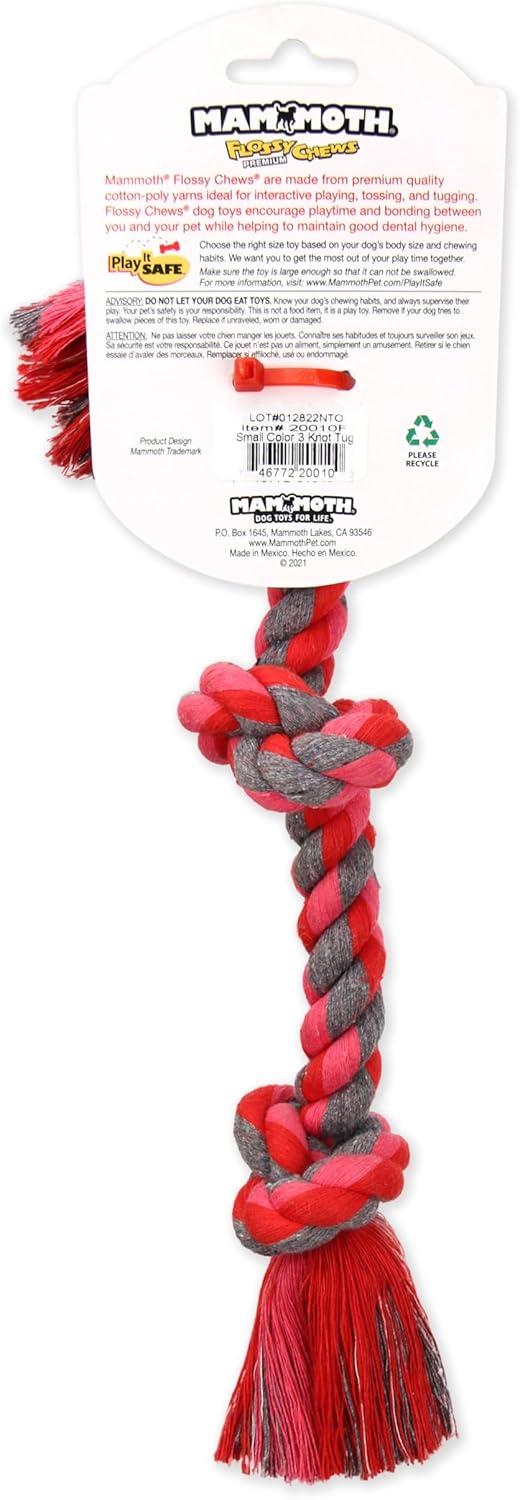 Mammoth Flossy Chews Color Rope Tug – Premium Cotton-Poly Tug Toy for Dogs – Interactive Rope– Dog Chew Toy, Assorted colors - Image 3