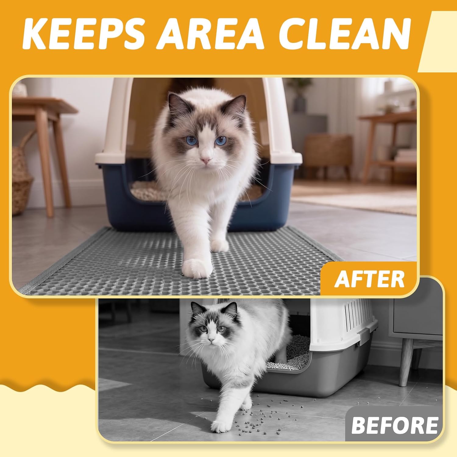 Pieviev Cat Litter Mat Double Layer Waterproof Urine Proof Trapping Mat 1 Pack (Gray, 24x15 Inch (Pack of 1)) - Image 5
