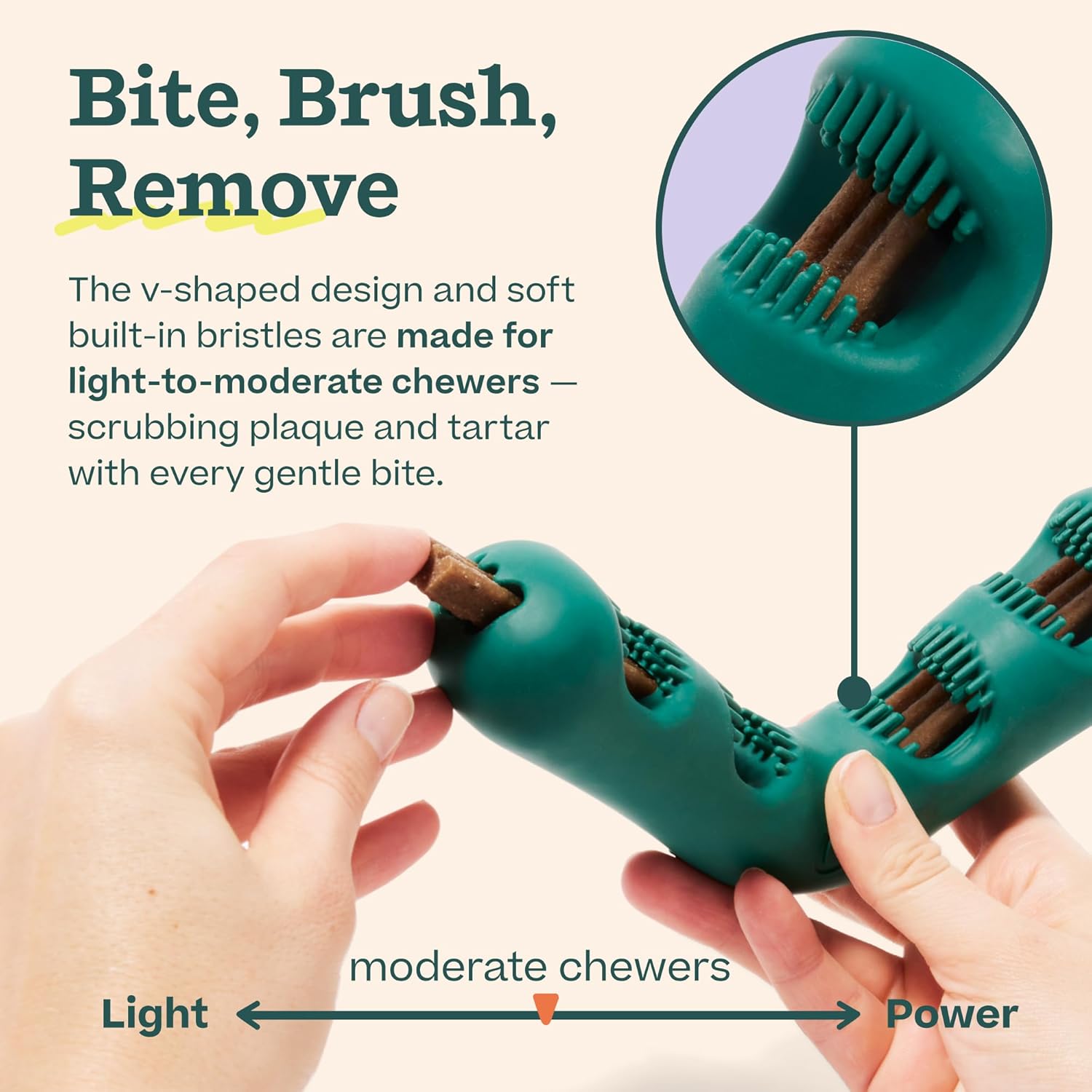 WOOF The Bite n' Brush - Dog Toothbrush Toy - Scrub Plaque and Tartar from Your Dog's Teeth and Mouth - Dog Dental Chew Toy - Small - Image 4