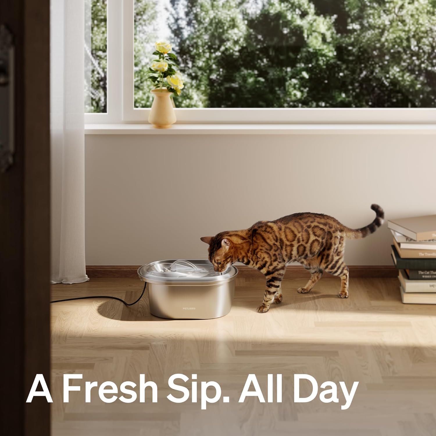 PETLIBRO Stainless Steel Cat Water Fountain, 101oz/3L Automatic Water Dispenser for Cats Indoor, Quiet Pet Water Dispenser with 2 Filters, Adjustable Flow Cat Fountain Also for Small Dogs - Image 7