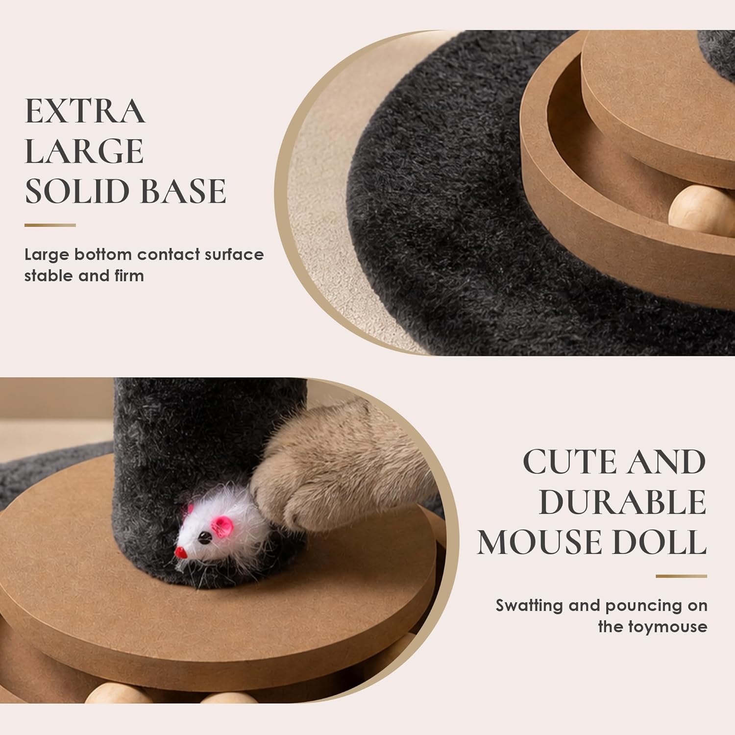35 Inch Cat Scratching Post, Eucalyptus Sisal Rope Cat Tree Tower with Hanging Ball & Interactive Mouse Toy, Durable Scratcher for Indoor Adult Cats - Image 4