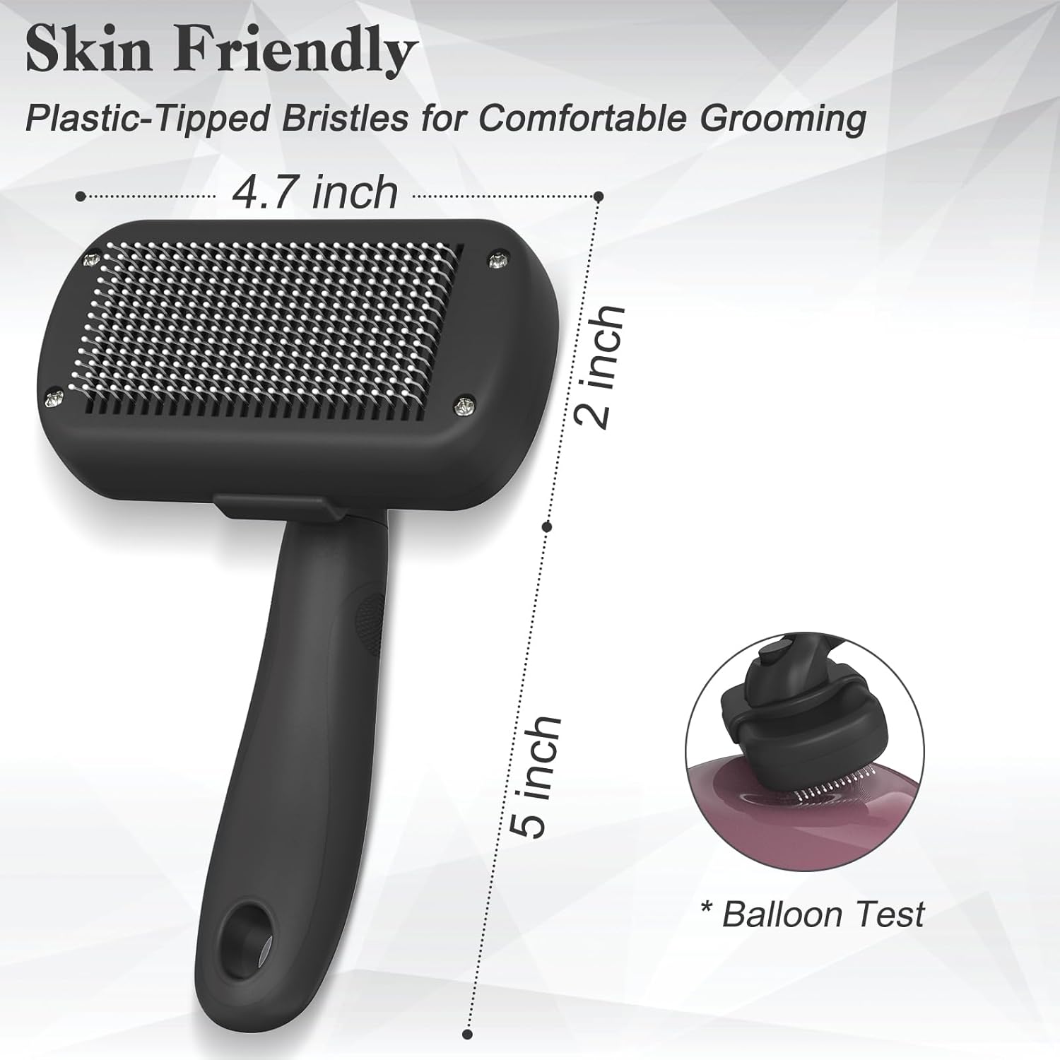 Dipoo Self Cleaning Shedding Brush - Skin Friendly Grooming Tool for Dogs, Cats, and Puppies, Deshedding and Hair Removal for Long and Short Haired Pets, Black - Image 4