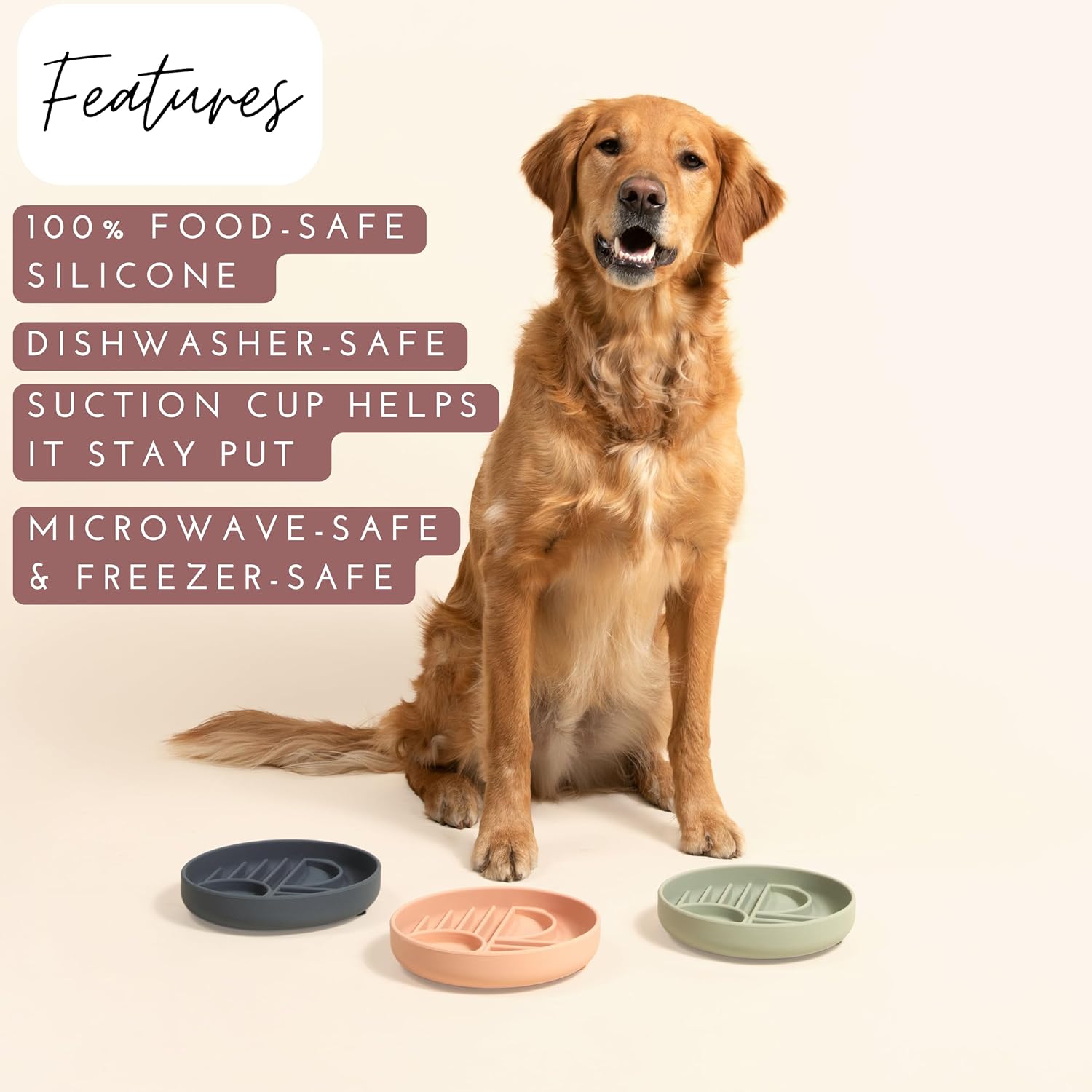 Should We Go? Slow Feeder Dog Bowls - Medium Size Silicone Slow Eating Dog Bowl for Puppies & Dogs with Suction Cup -Dishwasher-Safe, Lick Mat Design, Reduces Gulping,for All Breeds,7.5”x1.5”- Sage - Image 2