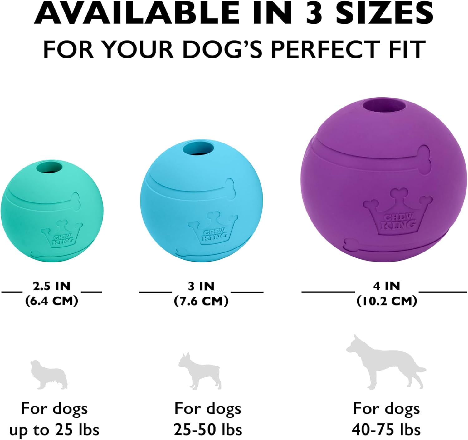 Chew King Fetch Balls Extremely Durable Natural Rubber Toy Pack of 3 - 3 inch Balls (CM-0263-CS01) - Image 5