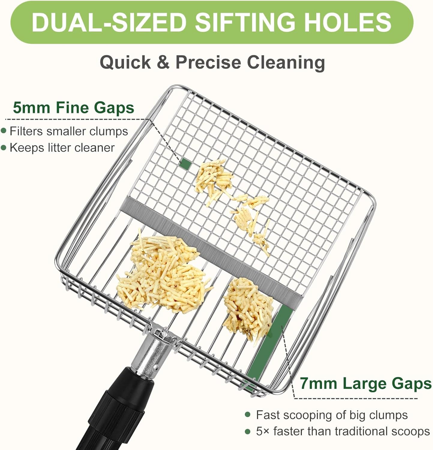 XBX Long Handle Cat Litter Scoop with Holder, Adjustable Extendable Metal Litter Scooper, Stainless Steel Shovel Sifter for Litter Box Cleaning, Durable Cat Pooper Scooper for Home Use - Image 5