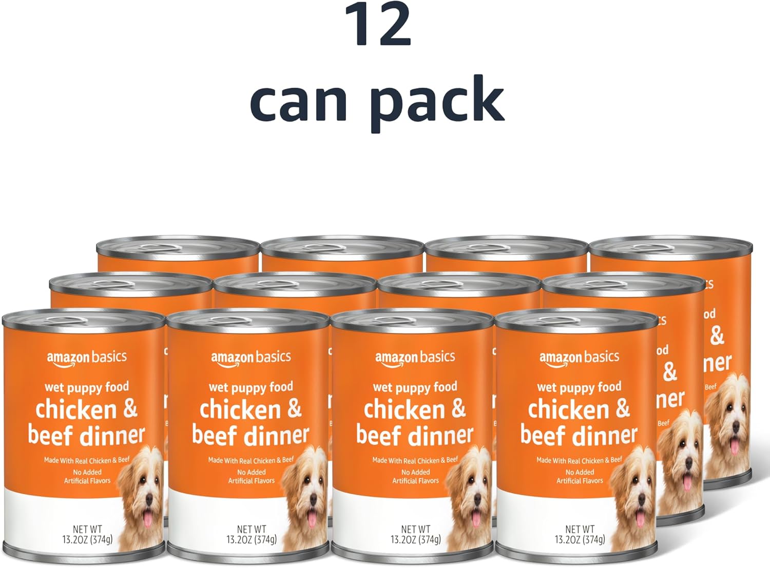 Amazon Basics Puppy Chopped Ground Dinner Canned Dog Food, with Chicken & Beef, 13.2oz (Pack of 12) - Image 2