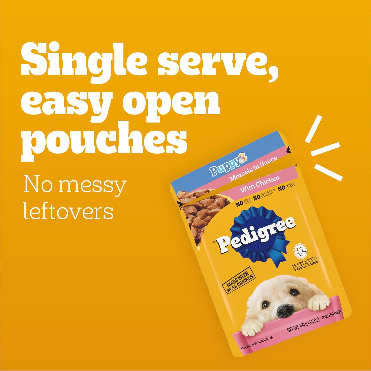 Pedigree Puppy Food Morsels in Sauce, Wet Dog Food Pouches, Chicken Flavor, 3.5 oz. Pouches, 16 Count - Image 6