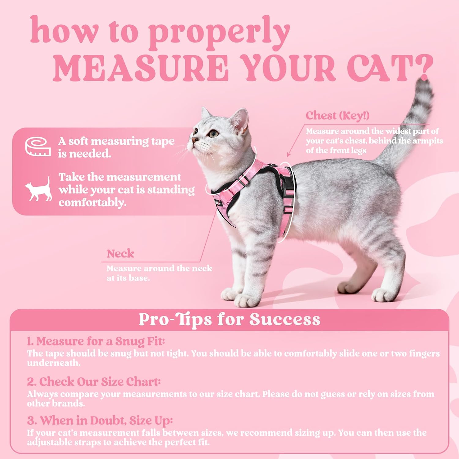 rabbitgoo Cat Harness and Leash Set, Escape Proof Kitten Harness for Safe Outdoor Walks, Soft Breathable Adjustable Vest with Reflective Strips for Kittens and Small Cats, Pink, Xs - Image 2