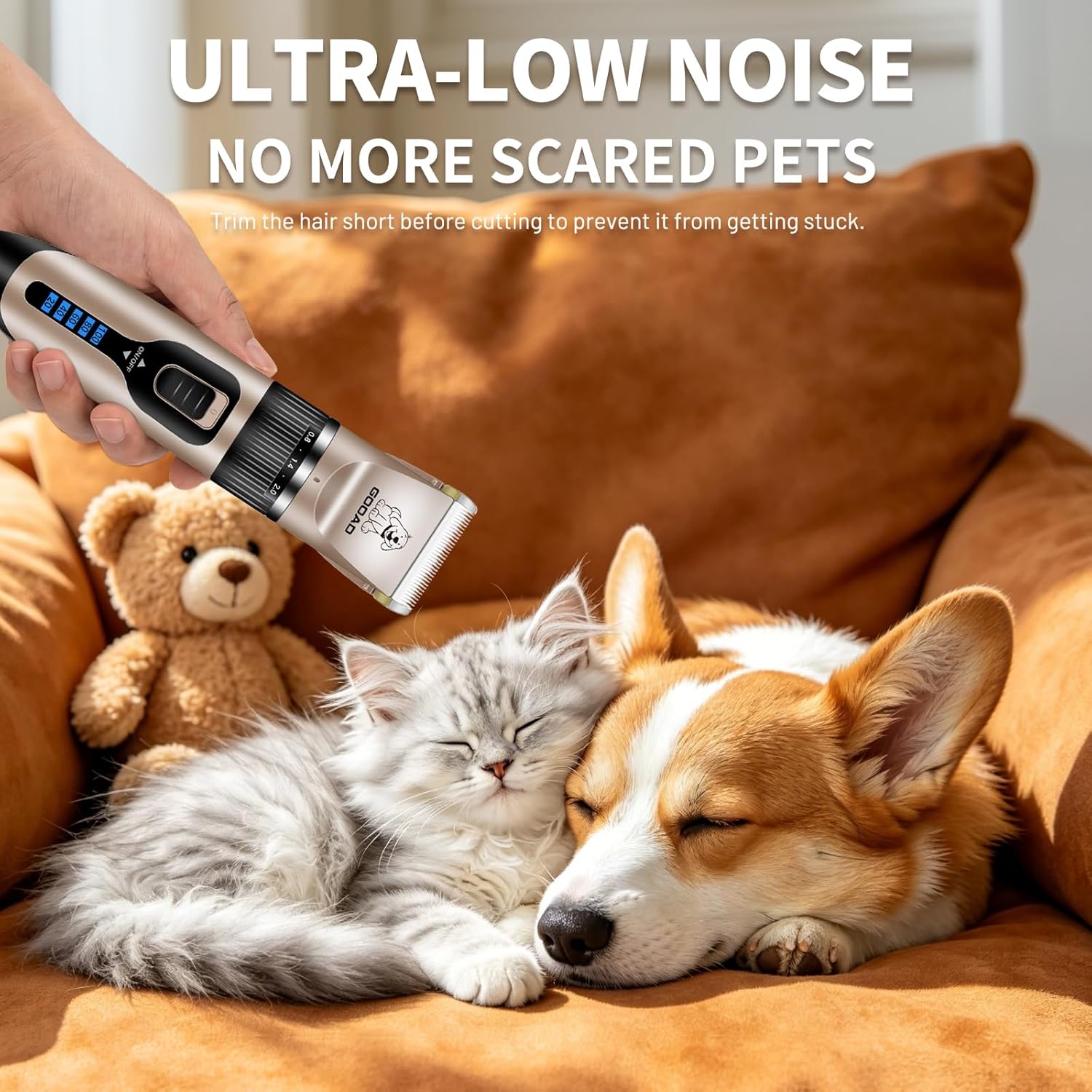Dog Clippers for Grooming,Dog Grooming Kit for Heavy Thick Hair&Coats/Low Noise Rechargeable Cordless Hair Trimmer/Pet Shaver with Paw Trimmer for Small & Large Dogs Cats - Image 2