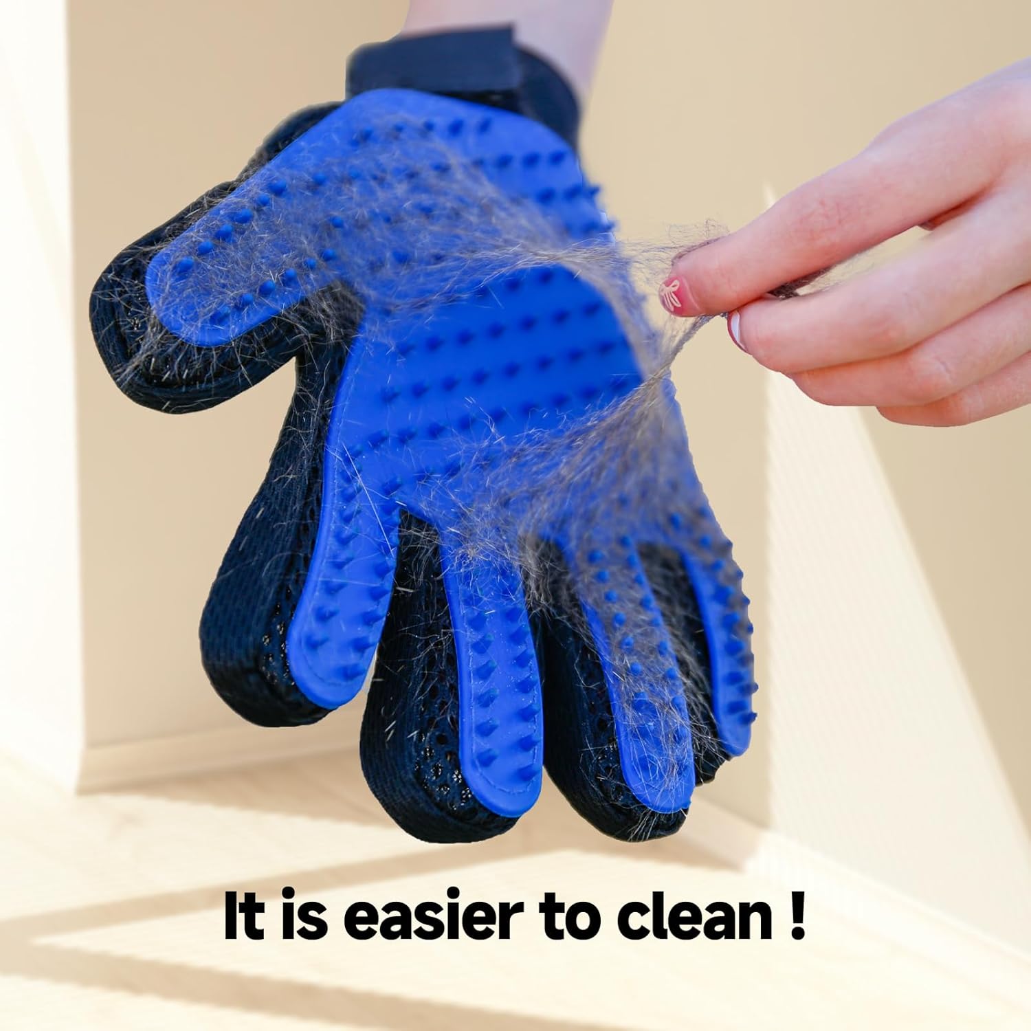 NVNAN Pet Hair Removal Glove for Dogs & Cats, 2-in-1 Deshedding Brush & Massage Mitt - Grooming Gloves for Shedding Control, Bathing and Washing, Safe for Short/Long Hair Pets 2-Pack (Blue) - Image 3