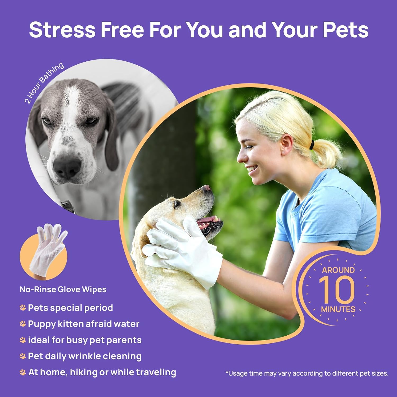 HICC PET Dog Wipes Cleaning Deodorizing Glove Wipes for Dogs, Cats & Horses, Vet Recommended Hypoallergenic Hydrating & Nourishing Pet Wipes for Eyes, Ears, Butt & Paws, No-Rinse, 6pcs Coconut Scent - Image 5