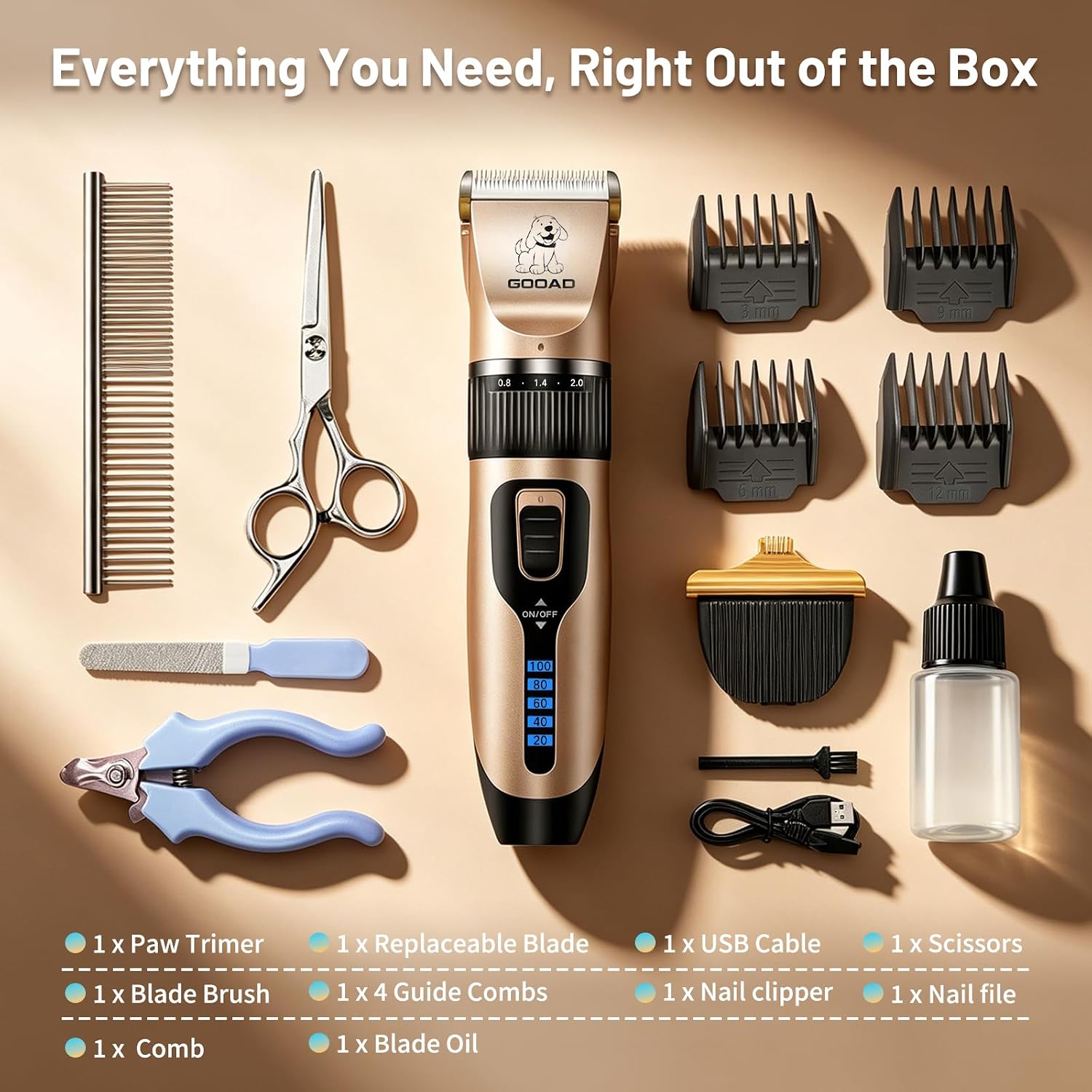 Dog Clippers for Grooming,Dog Grooming Kit for Heavy Thick Hair&Coats/Low Noise Rechargeable Cordless Hair Trimmer/Pet Shaver with Paw Trimmer for Small & Large Dogs Cats - Image 7