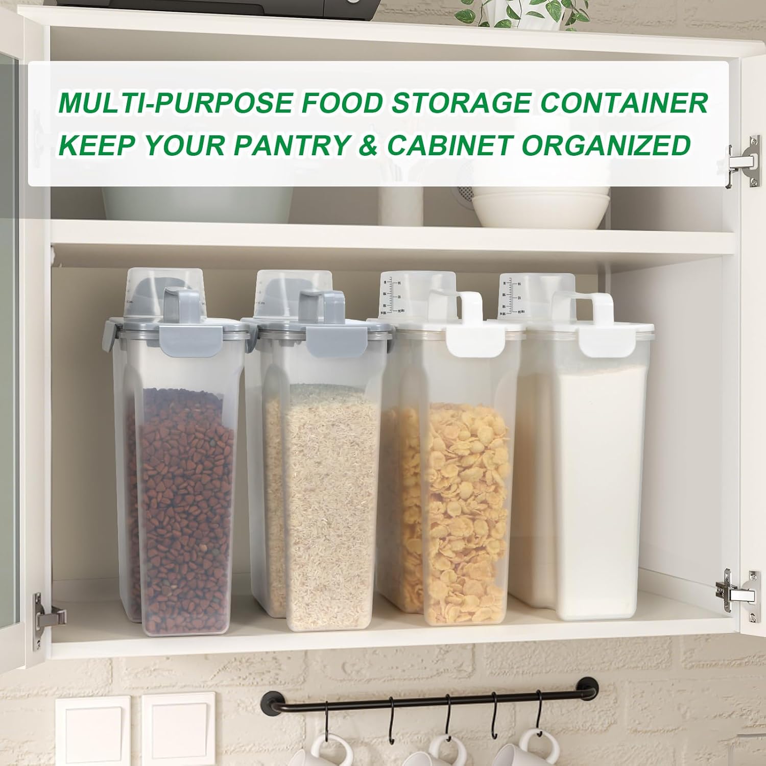 TBMax Large Cat Food Storage Container, Portable Dog Food Container with Upgraded Large Spout and Cup, Travel Pet Food Storage Dispenser for Small Animal Kibble Storage, Bird Seed Container - Grey - Image 6