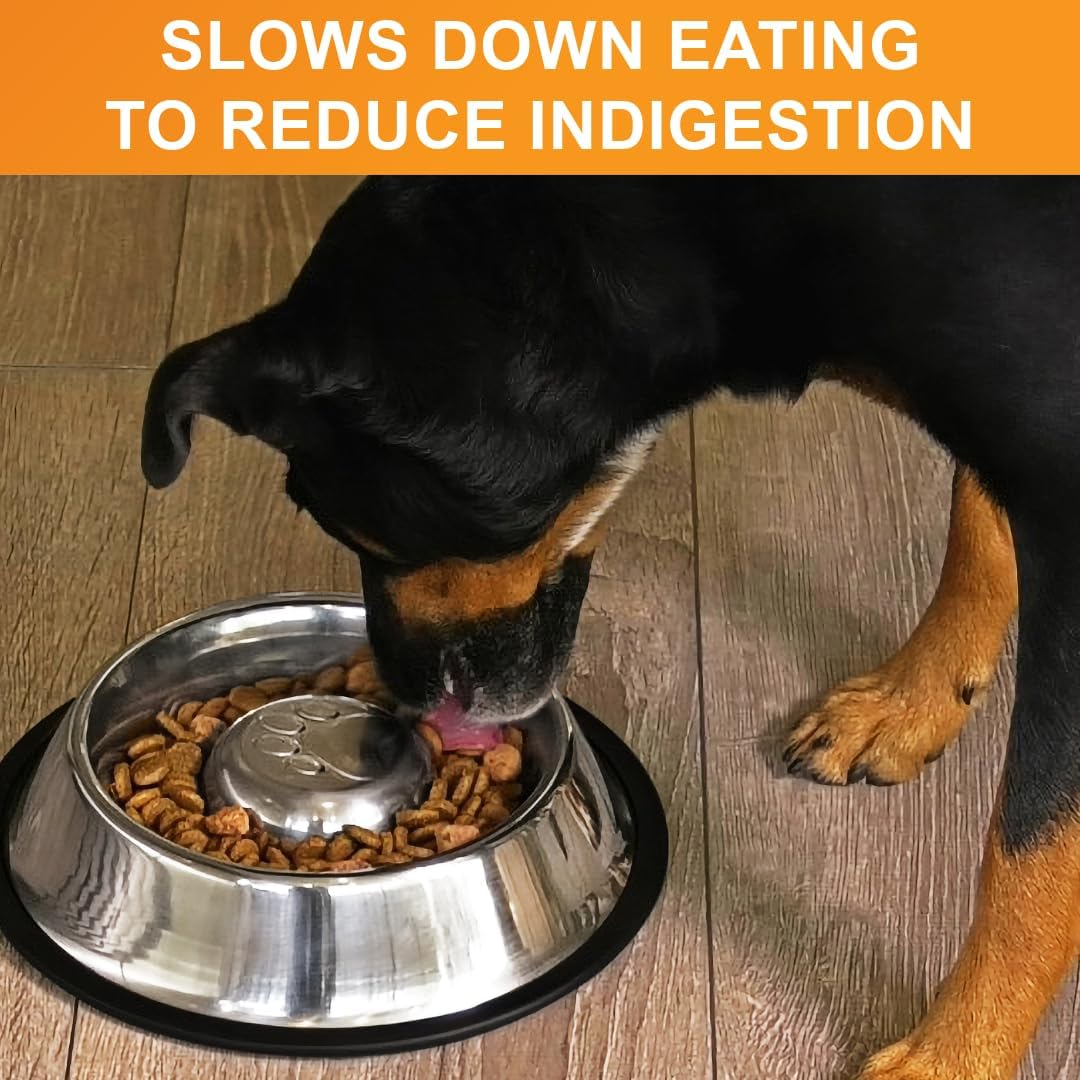 Neater Pet Brands Stainless Steel Slow Feed Bowl - Non-Tip & Non-Skid - Stops Dog Food Gulping, Bloat, Indigestion, and Rapid Eating (3 Cup) - Image 4