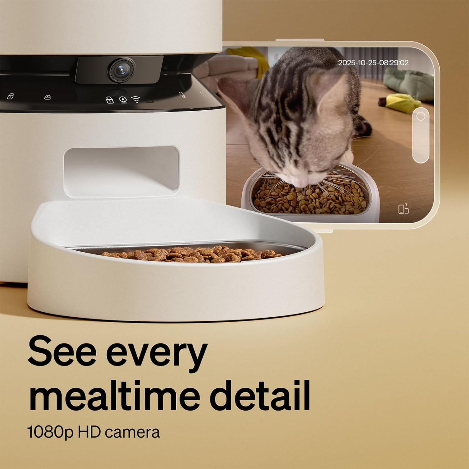 PETLIBRO Automatic Cat Feeder with Camera, 1080P HD & Night Vision, 5GHz/2.4GHz WiFi & Cam Smart Pet Feeder with App Control, 2-Way Audio, Motion Alerts for Cats & Dogs, Stainless Steel Single Tray - Image 3