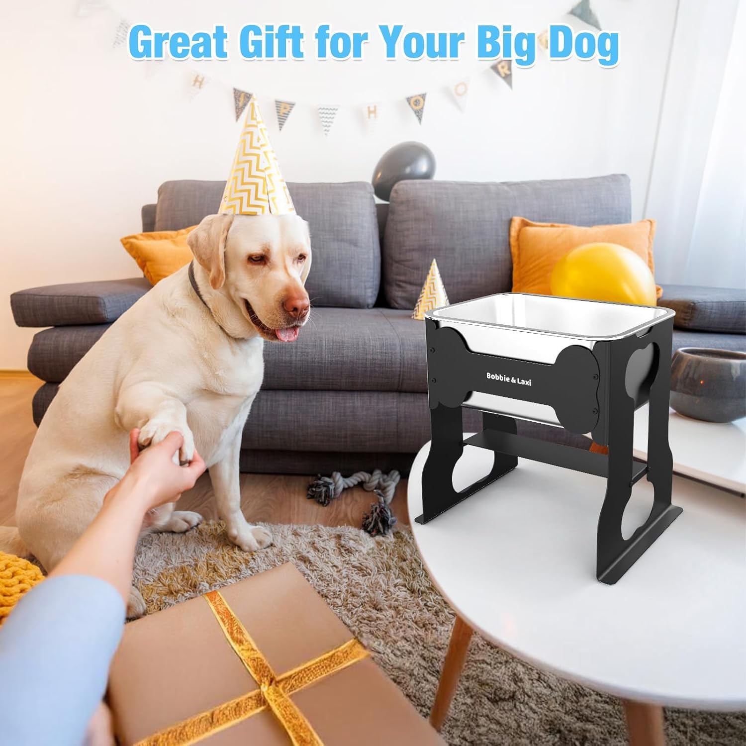 2.4 Gallon Elevated Large Dog Water Bowl,14" Raised Stainless Steel Bowl with Stand for Large Breed, Full Metal Dog Feeding Station for Relief Joint Pressure, Easy Clean for Indoor & Outdoor Uses - Image 4