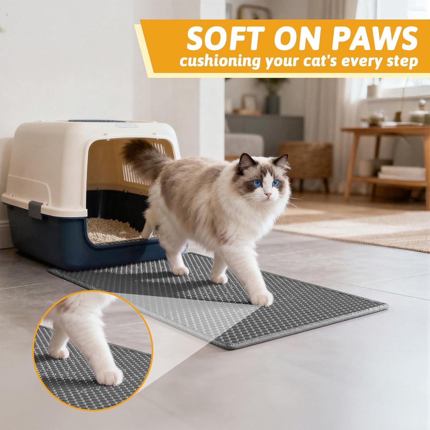 Pieviev Cat Litter Mat Double Layer Waterproof Urine Proof Trapping Mat 1 Pack (Gray, 24x15 Inch (Pack of 1)) - Image 4