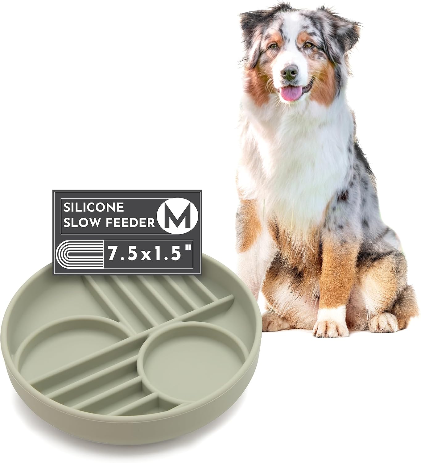Should We Go? Slow Feeder Dog Bowls - Medium Size Silicone Slow Eating Dog Bowl for Puppies & Dogs with Suction Cup -Dishwasher-Safe, Lick Mat Design, Reduces Gulping,for All Breeds,7.5”x1.5”- Sage