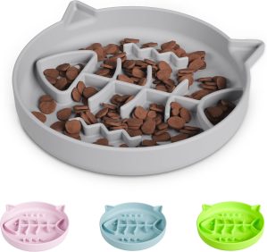 Silicone Cat Slow Feeder Bowl with ...