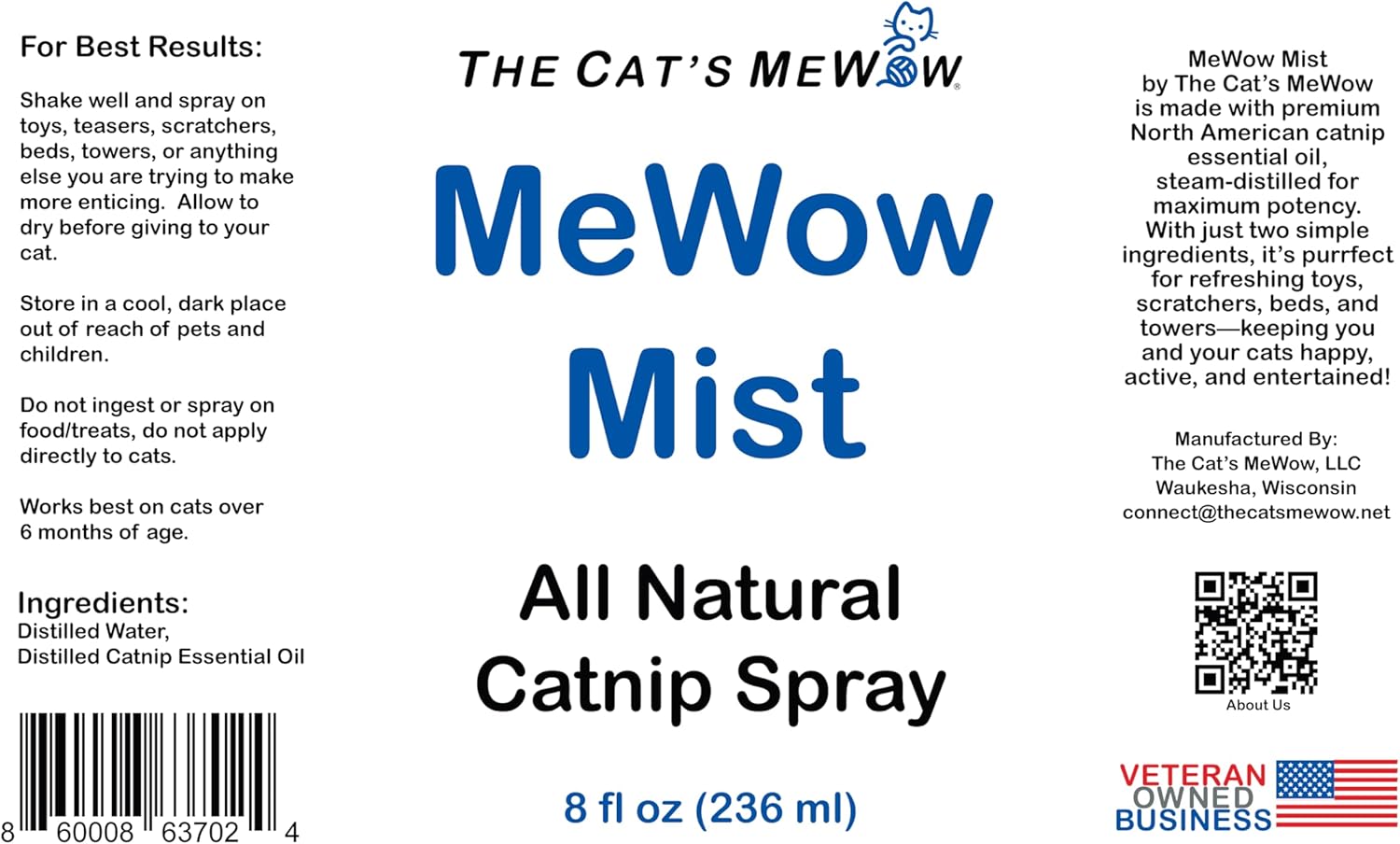 The Cat's MeWow - MeWow Mist - All Natural Extremely Potent Catnip Spray for Toys, Teasers, Kickers, Beds, Towers, Scratchers, and More. 8 fl oz Made in America - Image 7