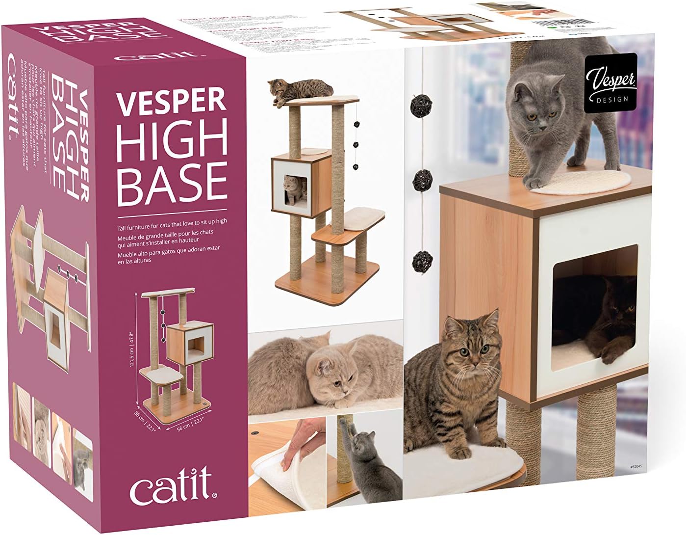 Vesper Cat Tree, High Base, Walnut, 52045 - Image 11