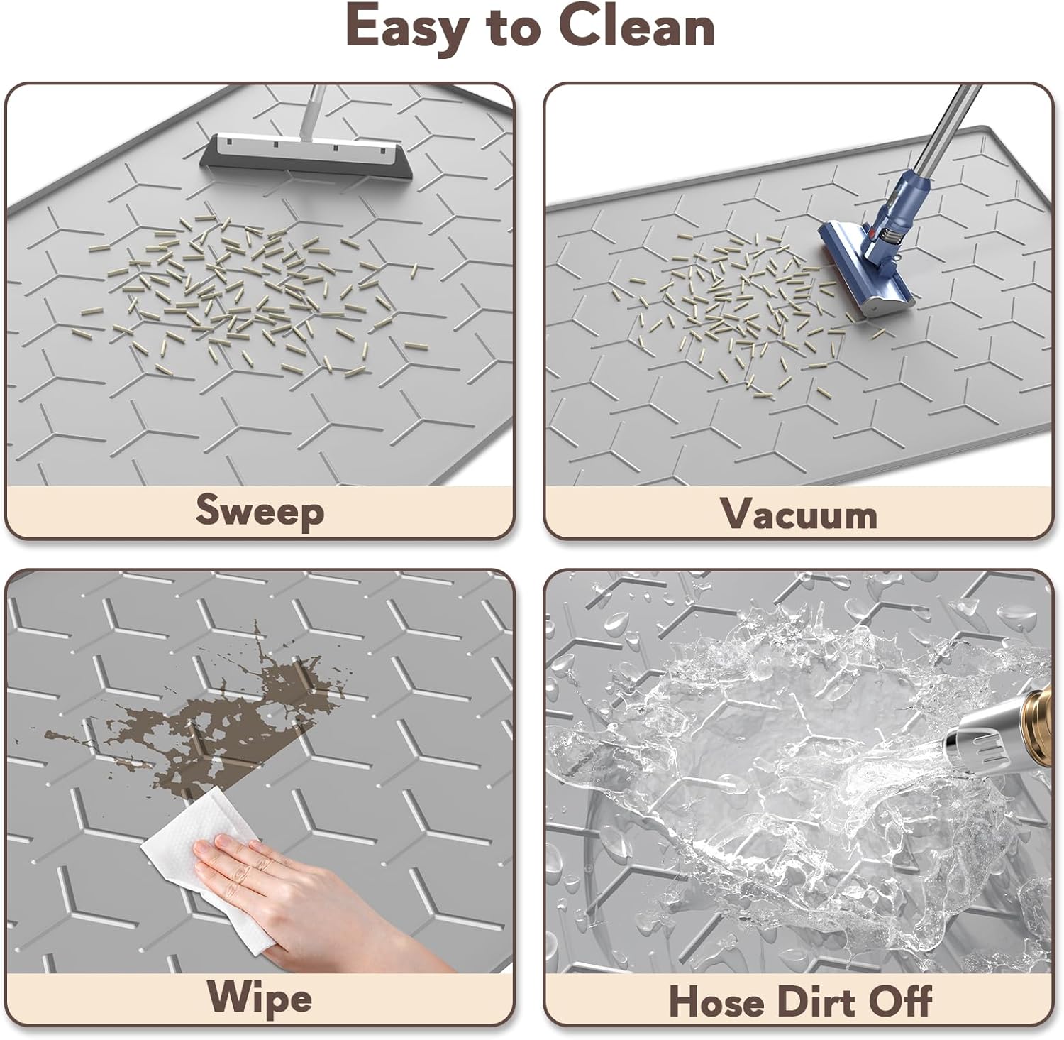Garoopion Cat Mat for Litter Box, Large 34.05×22.5 inch Cat Litter Mat, Waterproof Silicone Pad for Floor, Gray - Image 5