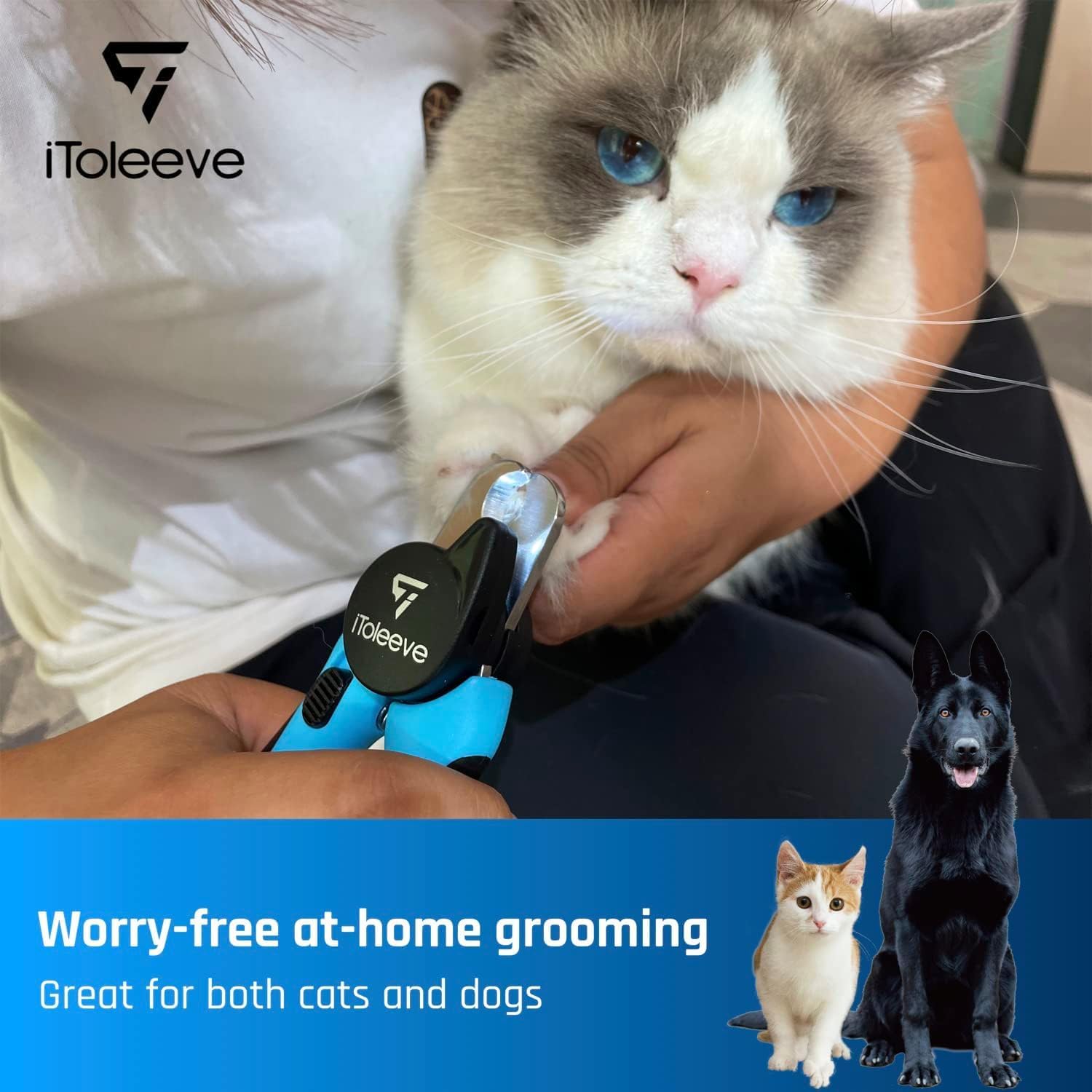 iToleeve LED Dog Nail Clipper with Light, Illuminates Nails or Bloodline for Safe and Easy Trimmers, Extra Sharp for Thick Nails, Quick Sensor, Avoid Over Cutting Toenail, for Cats & Dogs - Image 8