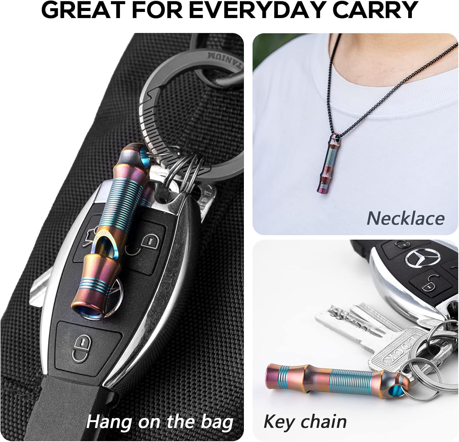 TISUR Titanium Emergency Whistle,EDC Safety Whistles Necklace Loud up to 120db,Survival Whistles for Survival,Hiking,Camping,Pets Training - Image 7