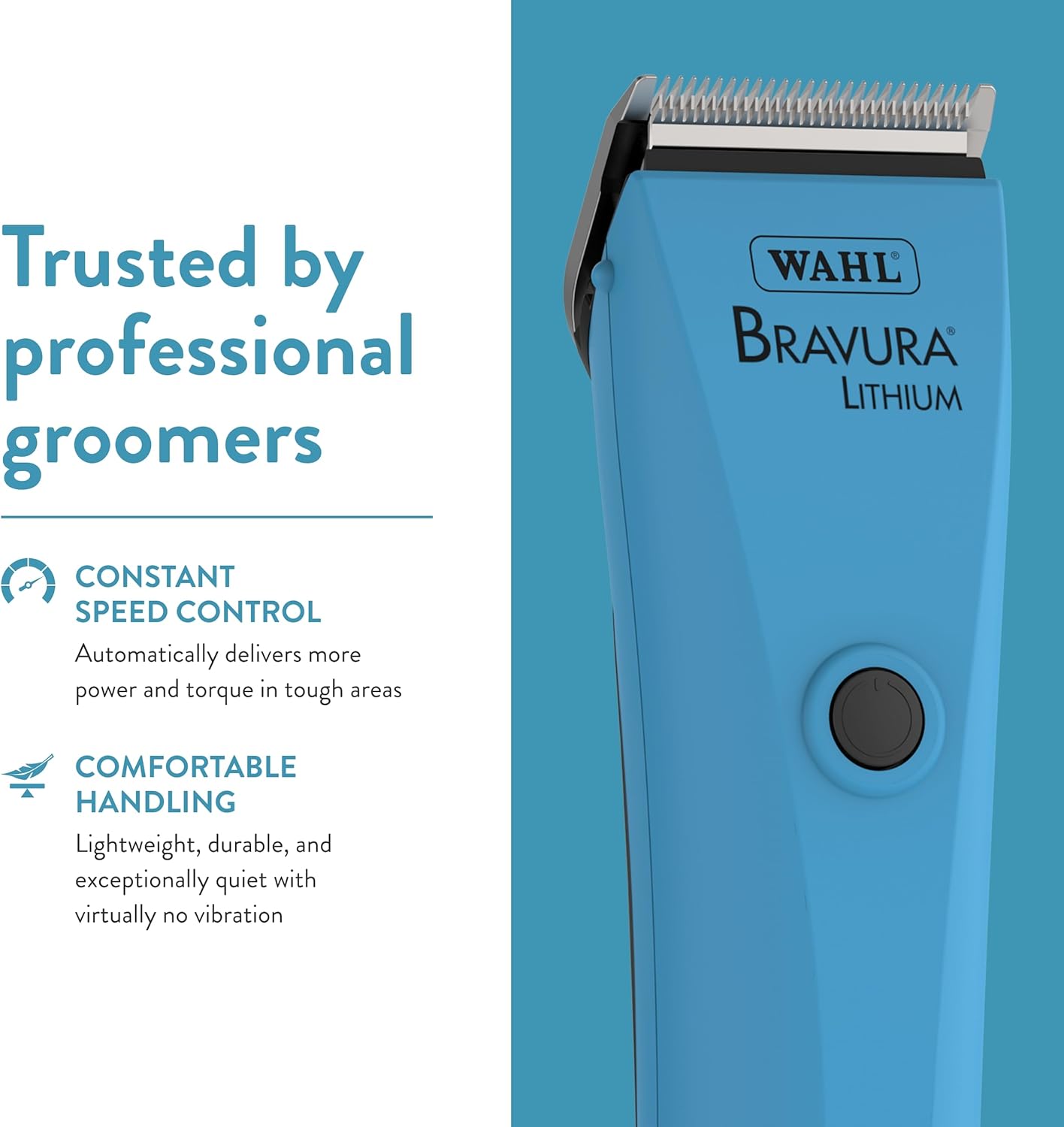 WAHL Professional Animal Bravura Lithium Ion Clipper - Pet, Dog, Cat, and Horse Corded / Cordless Clipper Kit, Turquoise (41870-0438) - Image 6