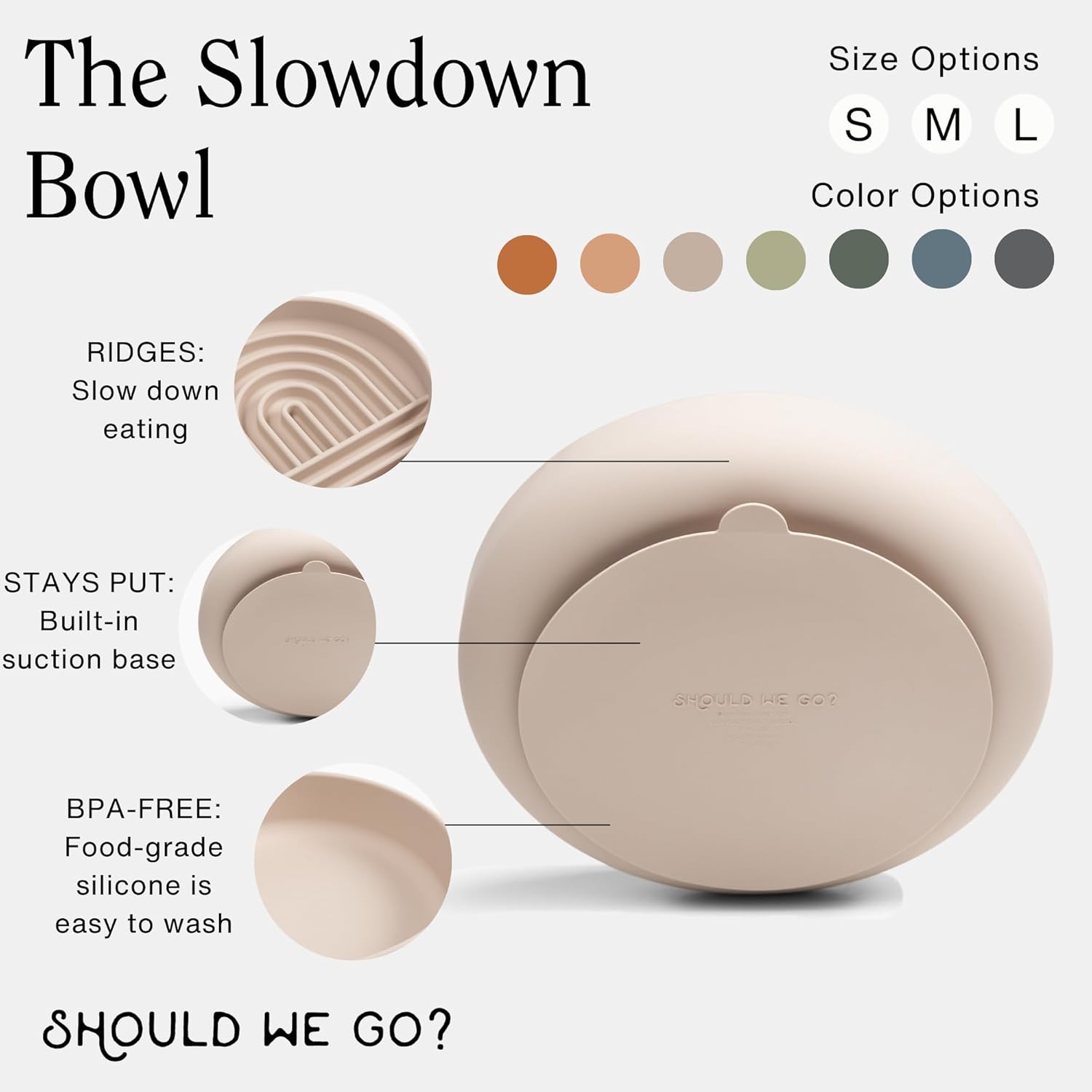 Should We Go? Slow Feeder Dog Bowls - Medium Size Silicone Slow Eating Dog Bowl for Puppies & Dogs with Suction Cup -Dishwasher-Safe, Lick Mat Design, Reduces Gulping,for All Breeds,7.5”x1.5”- Blush - Image 3