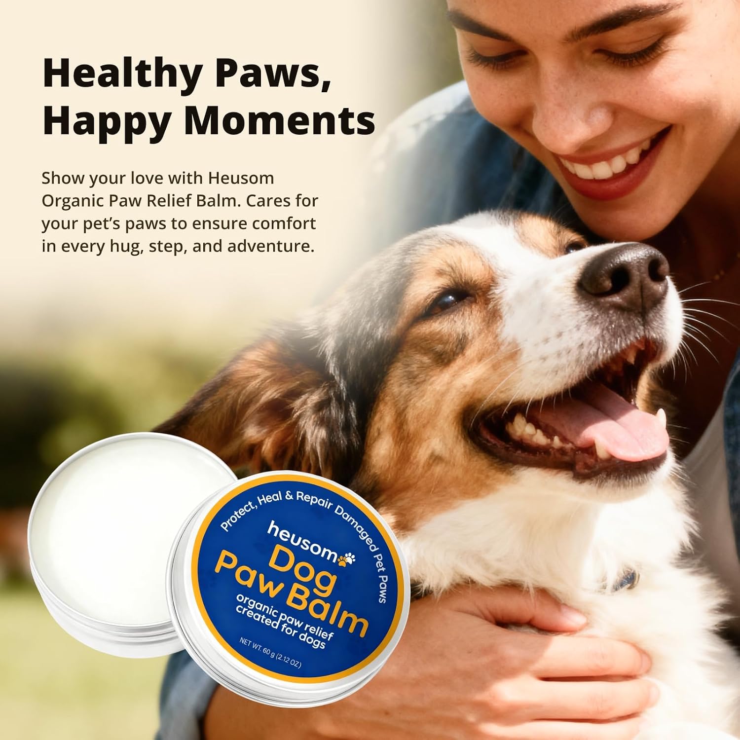 Silent Groom Pro Organic Pet Paw & Nose Balm | Natural Moisturizer for Dogs & Cats - Paws, Pads, Nose & Elbow | Lick Safe Cream with Coconut Oil & Beeswax | Anti-Dry Skin Relief & Protector - Image 6