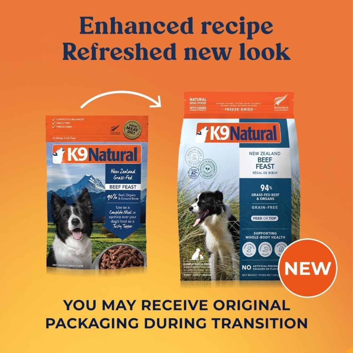 K9 Natural Beef Freeze Dried Dog Food, High-Meat Natural Complete Meal or Meal Toppers for Dogs, Grass-Fed Beef from New Zealand, Grain-Free, GMO-Free, Complete & Balanced Nutrition, 17.6oz - Image 2