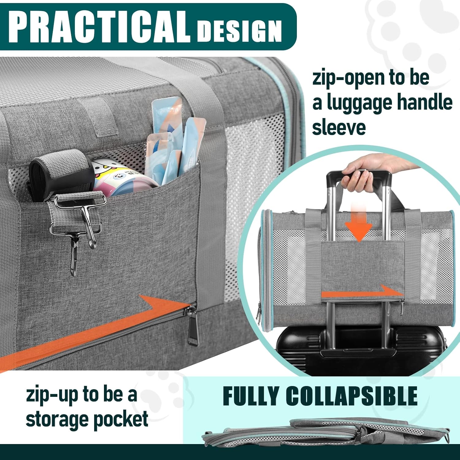 GAPZER Pet Carrier for Large Cats 20 lbs+ / Soft Sided Small Dog Travel Carriers Top Load/Collapsible Carrier Bag for Big Cat / 2 Kittens Sturdy Transport Carriers Long Trips/Medium Cats 15 pounds - Image 3