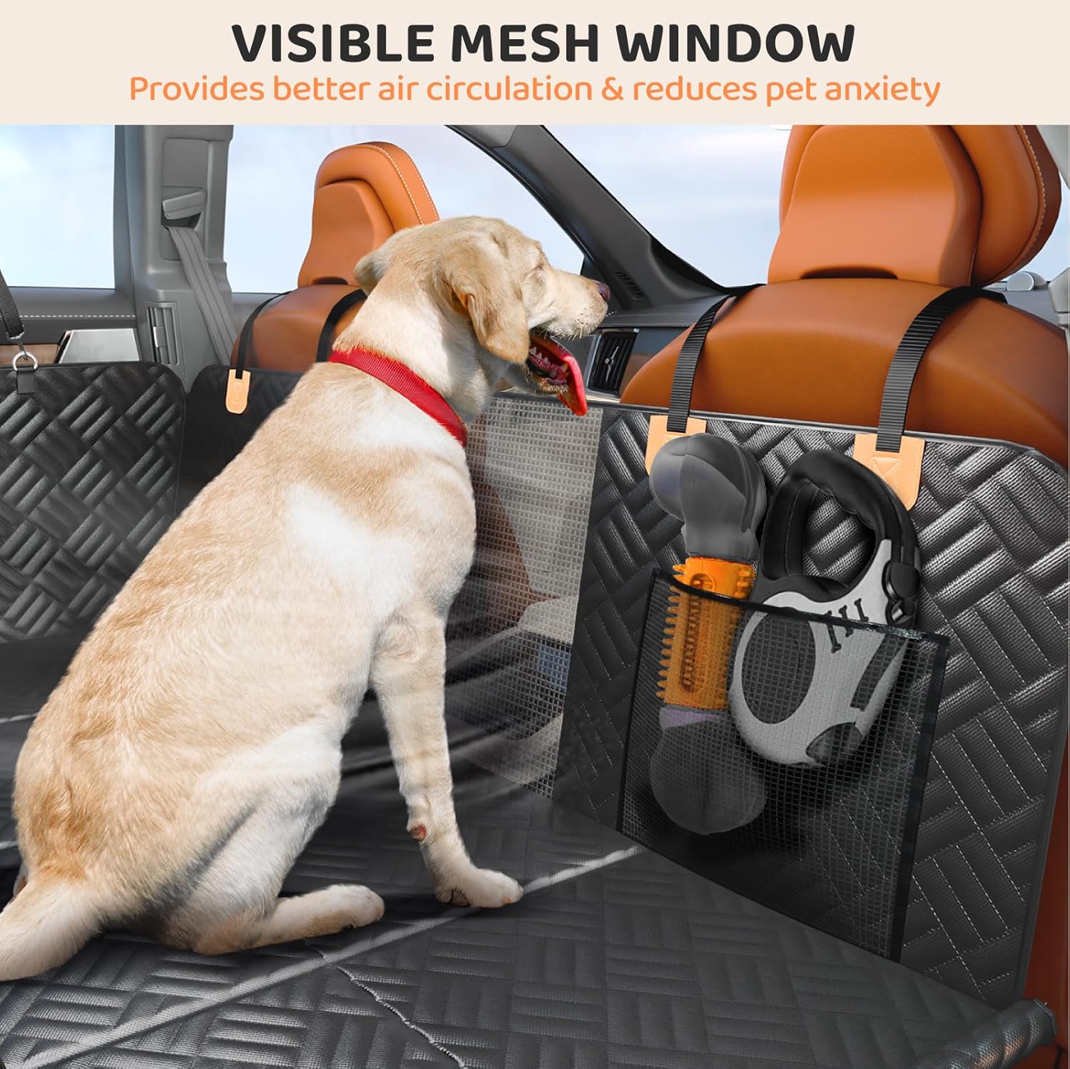 PROZAR Dog Car Seat Cover for Back Seat, Hard Bottom Back Seat Extender, Back Seat Pet Cover for Dogs - Supports 400lbs, Waterproof Heavy Duty Scratch Dog Hammock for Compact Cars/SUVs, 51in - Image 4