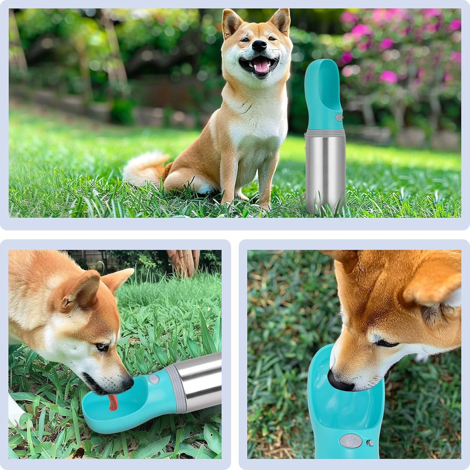 Portable Dog Water Bottle, 14 OZ, Stainless Steel Leak Proof Puppy Water Dispenser with Drinking Feeder for Pets Travel, Walking, Hiking and Outdoor Activities - Image 7
