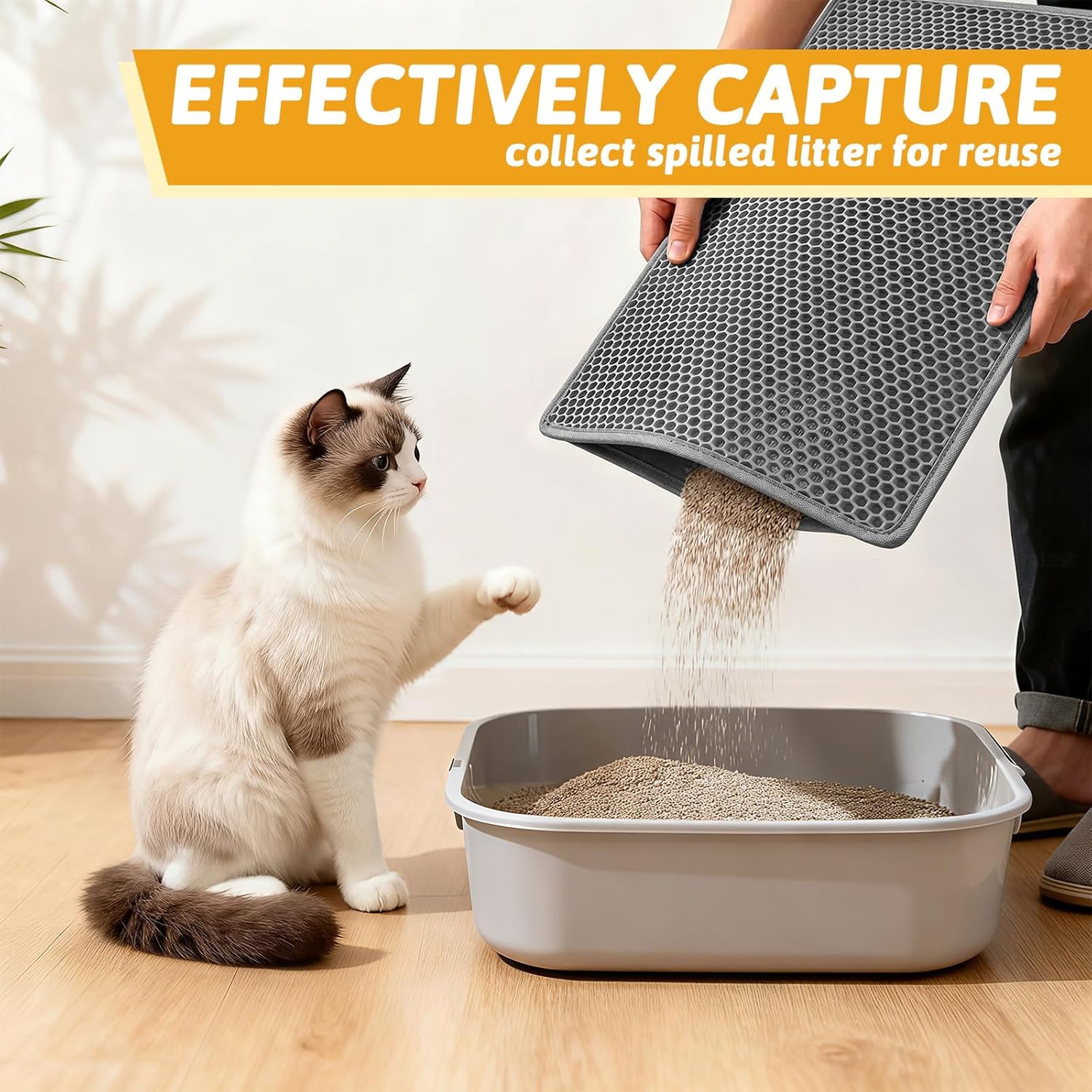 Pieviev Cat Litter Mat Double Layer Waterproof Urine Proof Trapping Mat 1 Pack (Gray, 24x15 Inch (Pack of 1)) - Image 3