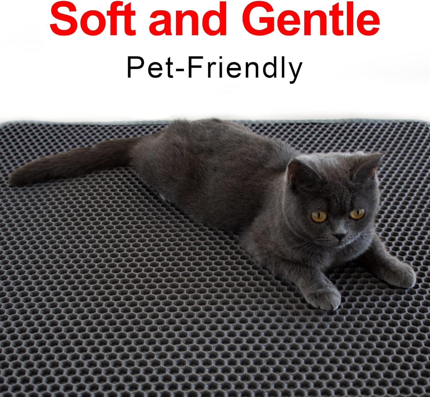Waretary Cat Litter Box Mat: 36"x 30" Waterproof Kitty Cat Litter Trapping Mat, Easy-clean Double-layer Scatter Control Pad Rug (Grey) - Image 6