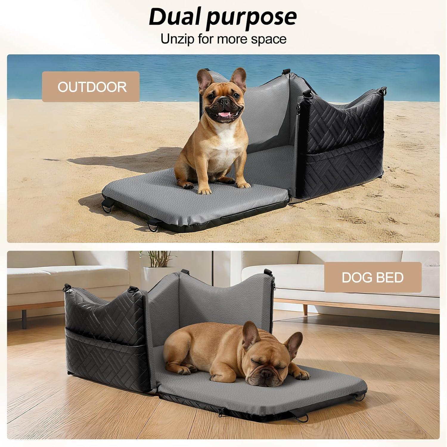 JOEJOY Dog Car Seats for Small Medium Dogs, Wipe Clean Waterproof Detachable PU Leather Cover, Thickened 2 inch Memory Foam Pet Car Seat with Safety Belt and Storage Pockets(No Cushion) - Image 4
