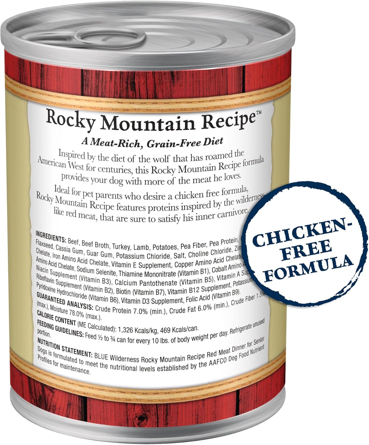Blue Buffalo Wilderness Rocky Mountain Red Meat Senior Wet Dog Food, 25g Protein, Chicken-Free Recipe Made with Natural Ingredients, High-Protein & Grain-Free, 12.5-oz. Cans (12 Count) - Image 2