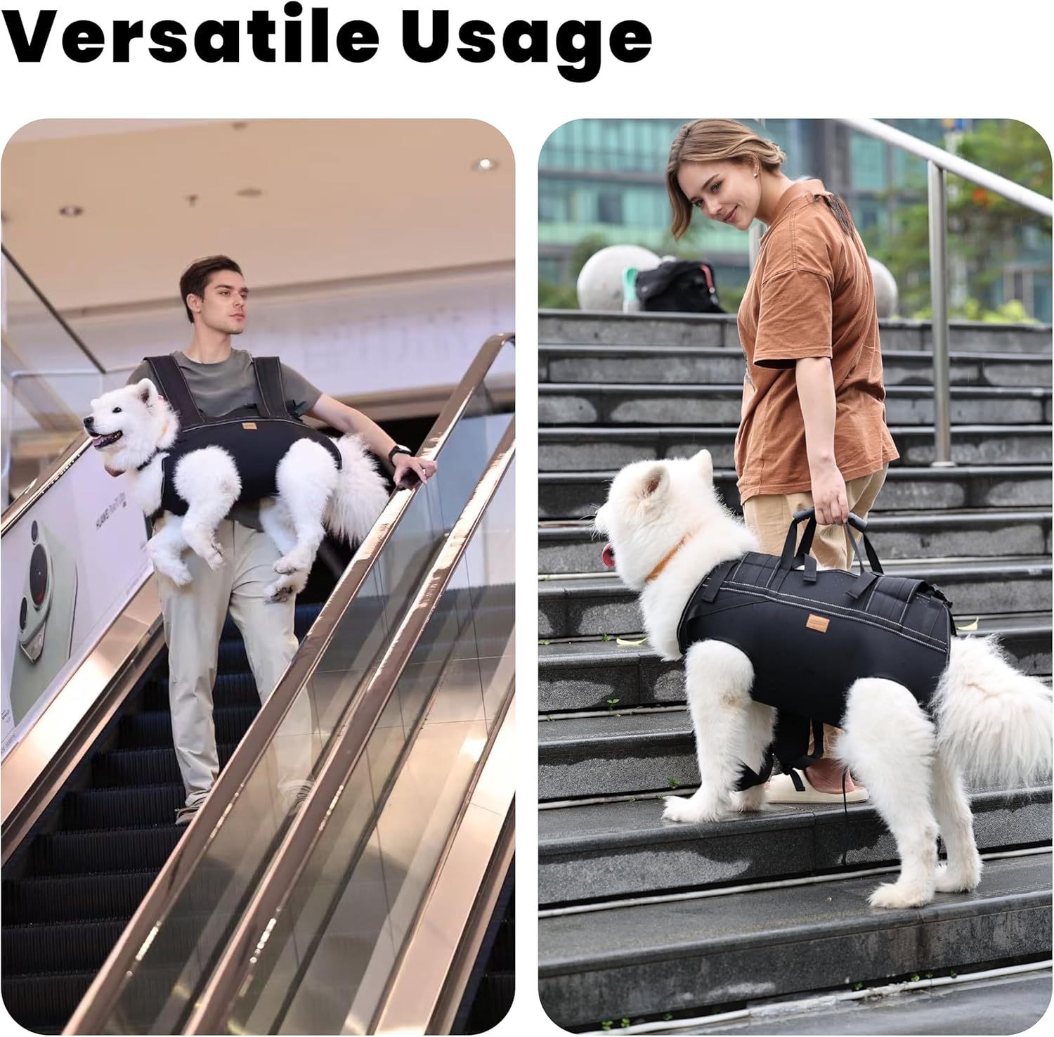 Dog Lift Harness Backpack Carrier for Large Dogs, Full Body Sling with Handle, Dog Harness for Joint Injuries, Arthritis, Ideal for Stairs, Elderly Dogs (Black 2XL 50-66 LBS) - Image 5