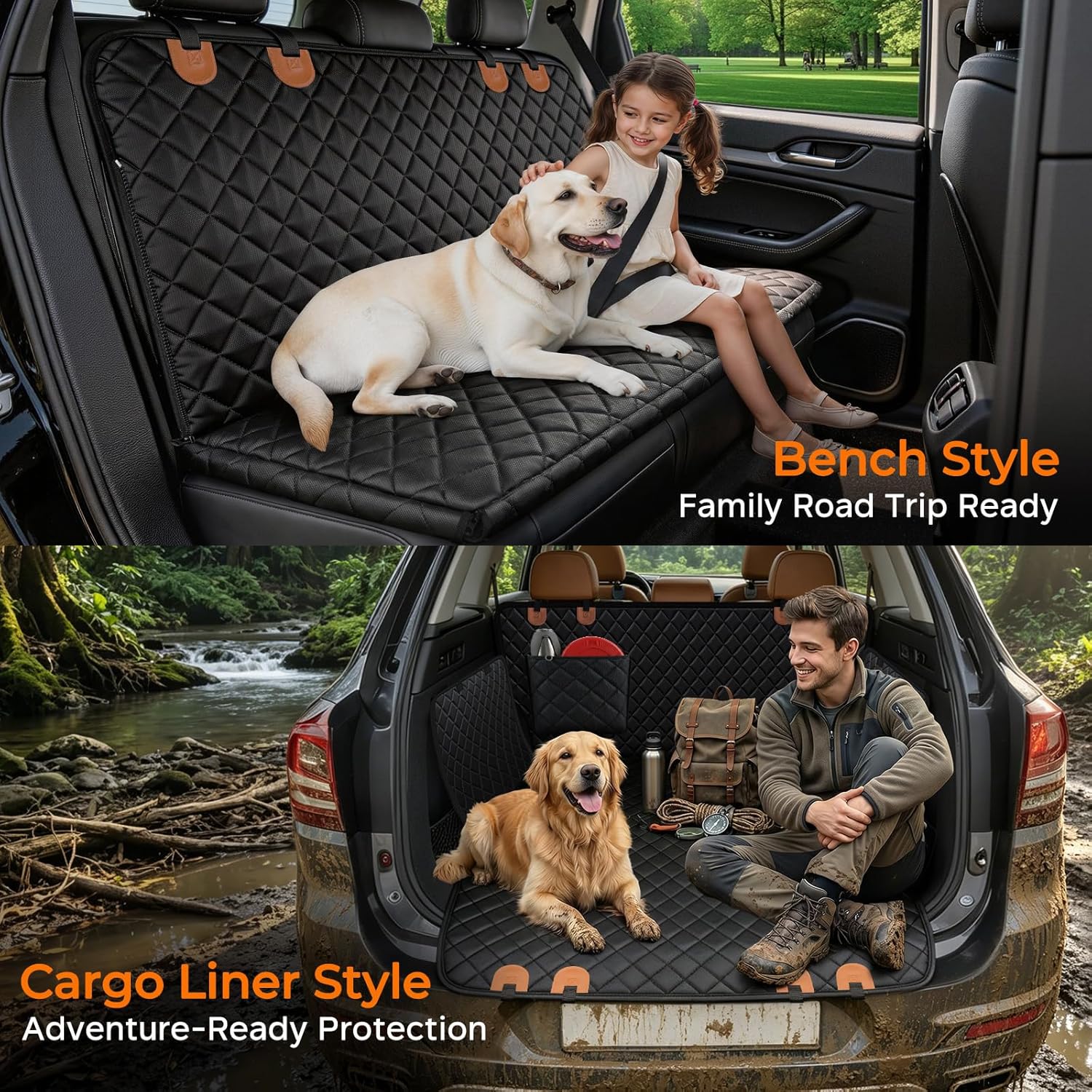 URPOWER Dog Car Seat Cover for Pets 100% Waterproof Seat Cover Hammock 600D Heavy Duty Scratch Proof Nonslip Durable Soft Back Seat Covers for Cars and SUVs - Image 5