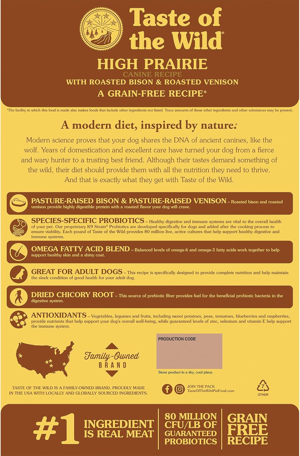 Taste of the Wild High Prairie Adult High Protein Grain-Free Recipe with Roasted Bison & Roasted Venison Dry Dog Food 14lb - Image 2