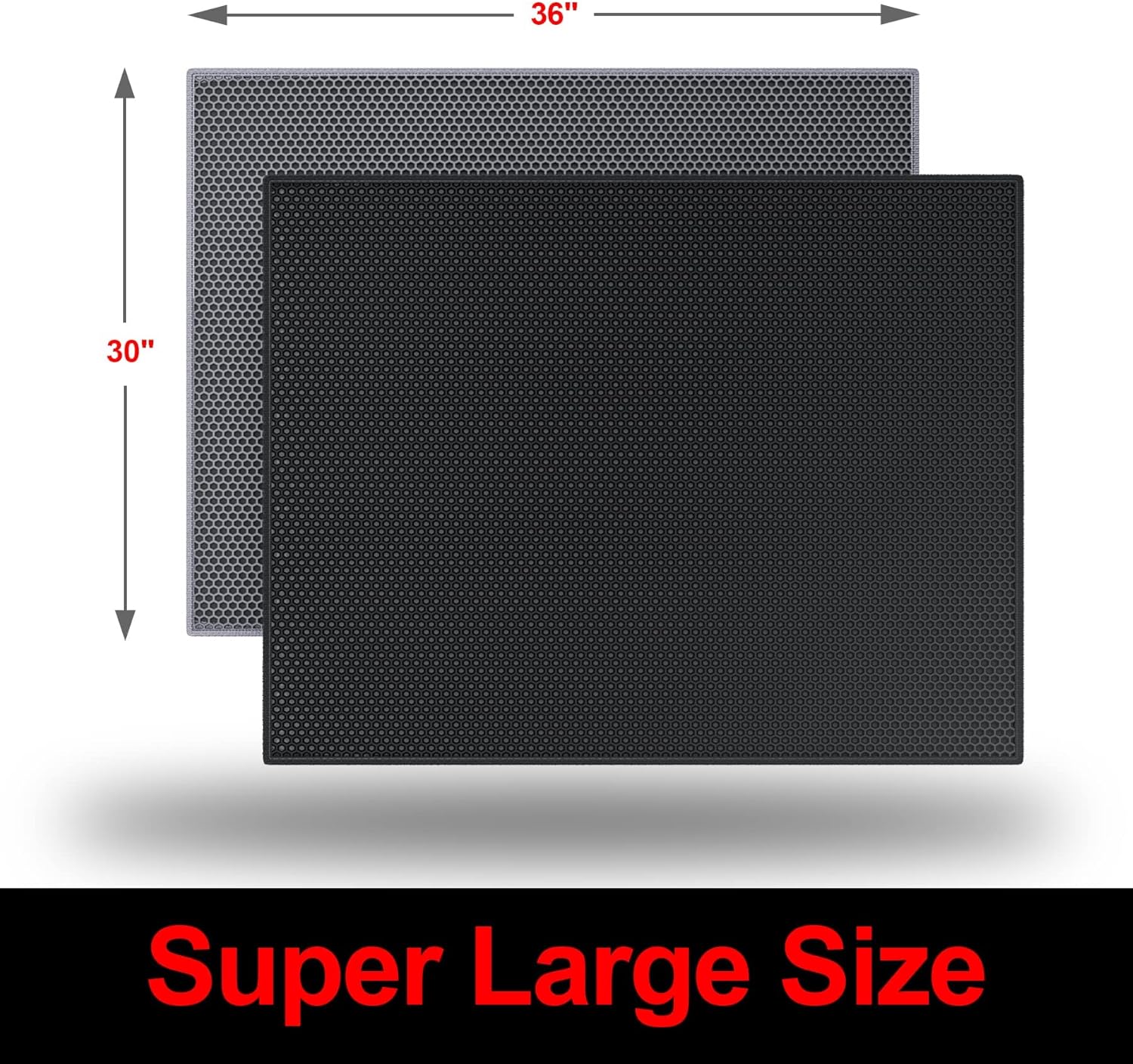 Waretary Cat Litter Box Mat: 36"x 30" Waterproof Kitty Cat Litter Trapping Mat, Easy-clean Double-layer Scatter Control Pad Rug (Grey) - Image 8