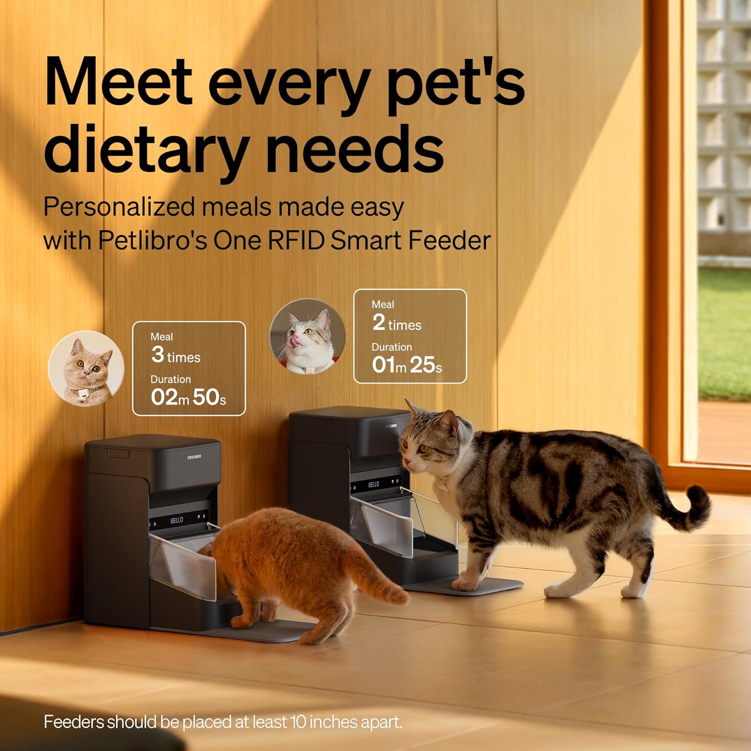 PETLIBRO RFID Cat Feeders for 2 Cats, Collar Sensor for Personalized Meals, Cats Recognition, Diet Tracking and Anti-Stealing for Multi-Pets Homes and Different Diets, Automatic Pet Feeder (Pack of 2) - Image 3