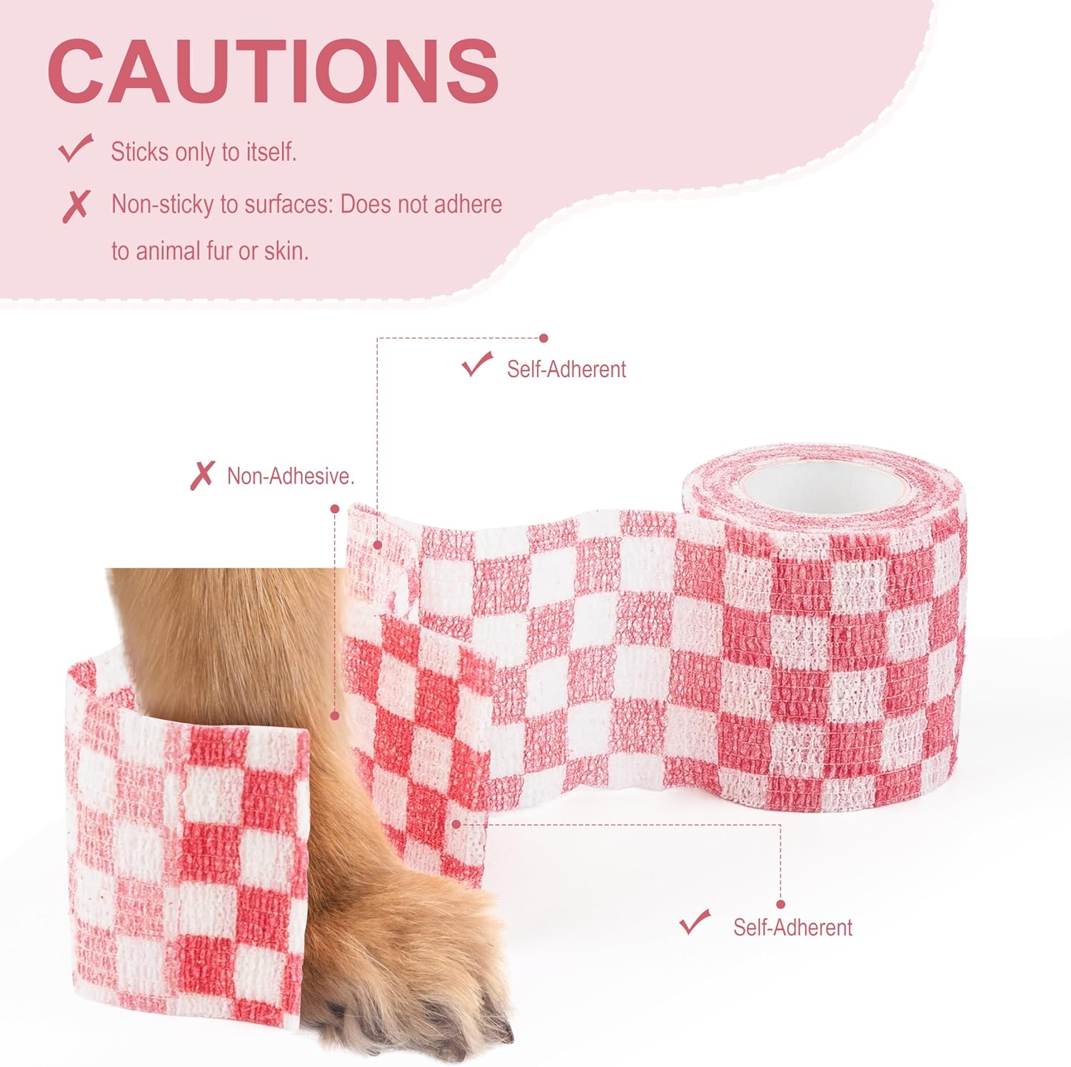 Vet Wrap Cohesive Bandages, Self-Adhesive Bandage Wrap, Breathable Non-Woven Self Adherent Tape for Pet Dog Leg Paw Wound, Horse, Cat, First Aid & Ankle Sprain, 2 Inch (6 Rolls) - Image 3