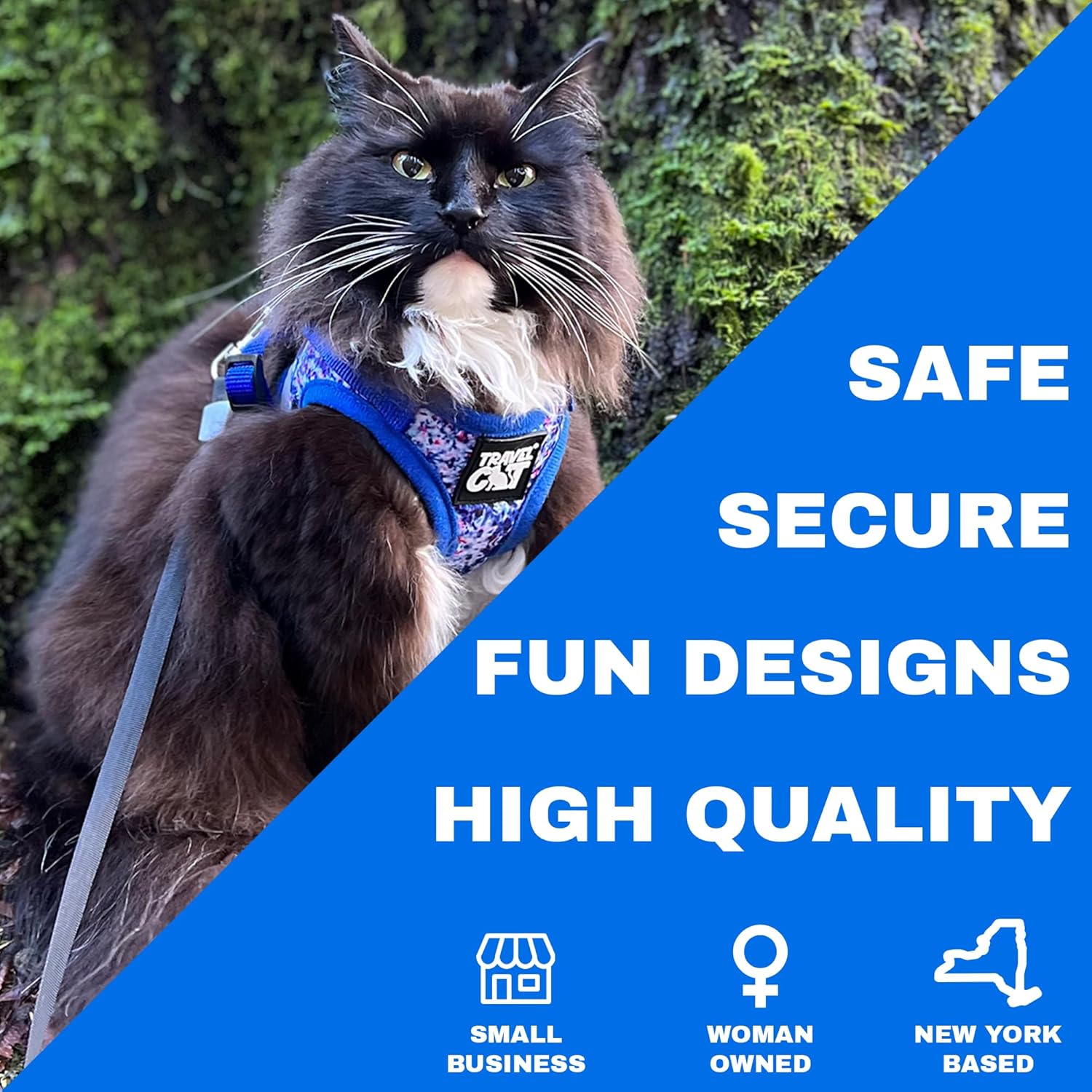 Travel Cat Harness and Leash Set - Adjustable Fit Mesh Cat Harness and Reflective Strap - Comfort Walking Vest for Kitten for Outdoor Walking, Hiking (Small, Groovy) - Image 5