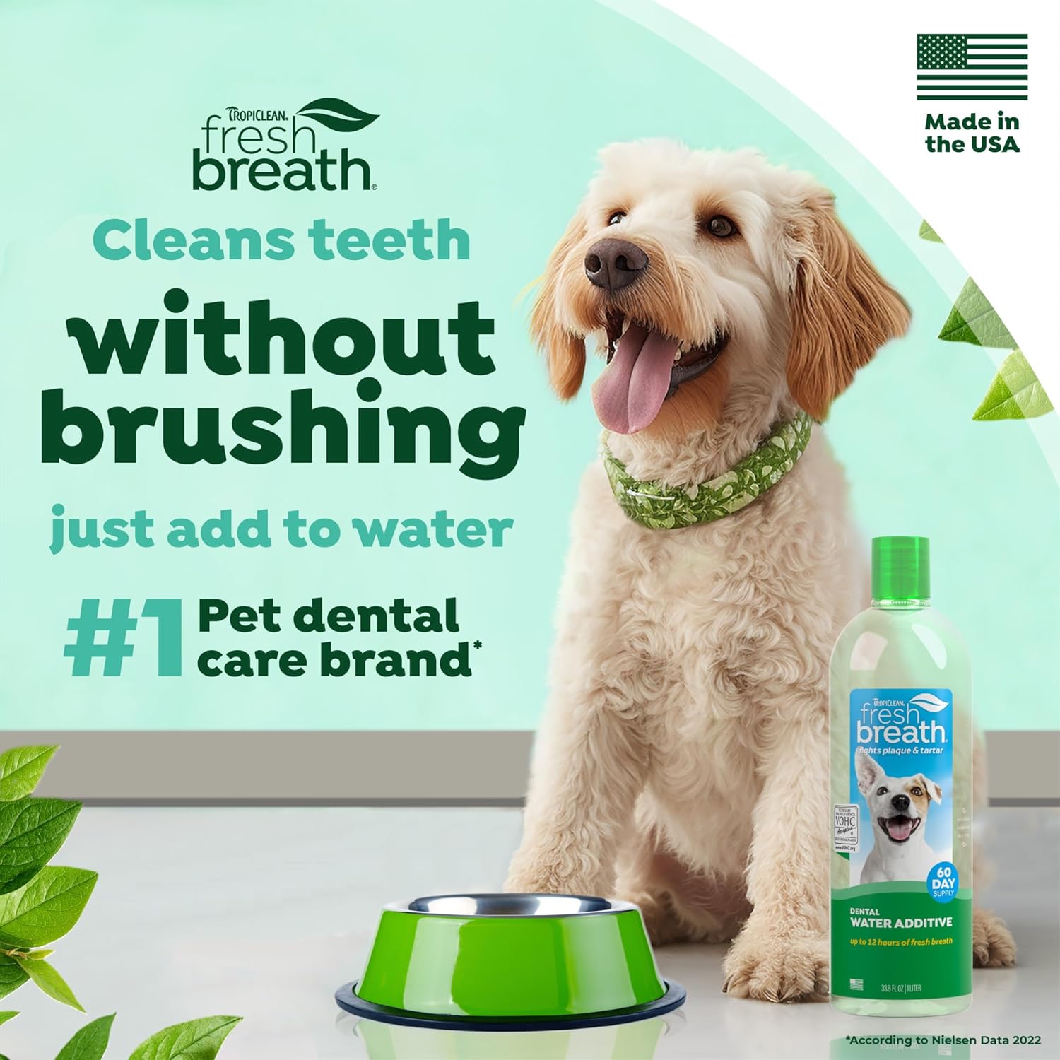TropiClean Fresh Breath Water Additive for Dogs, Dog Breath Freshener and Teeth Cleaning Solution, No Toothpaste or Toothbrush Required, 33.8oz. - Image 2